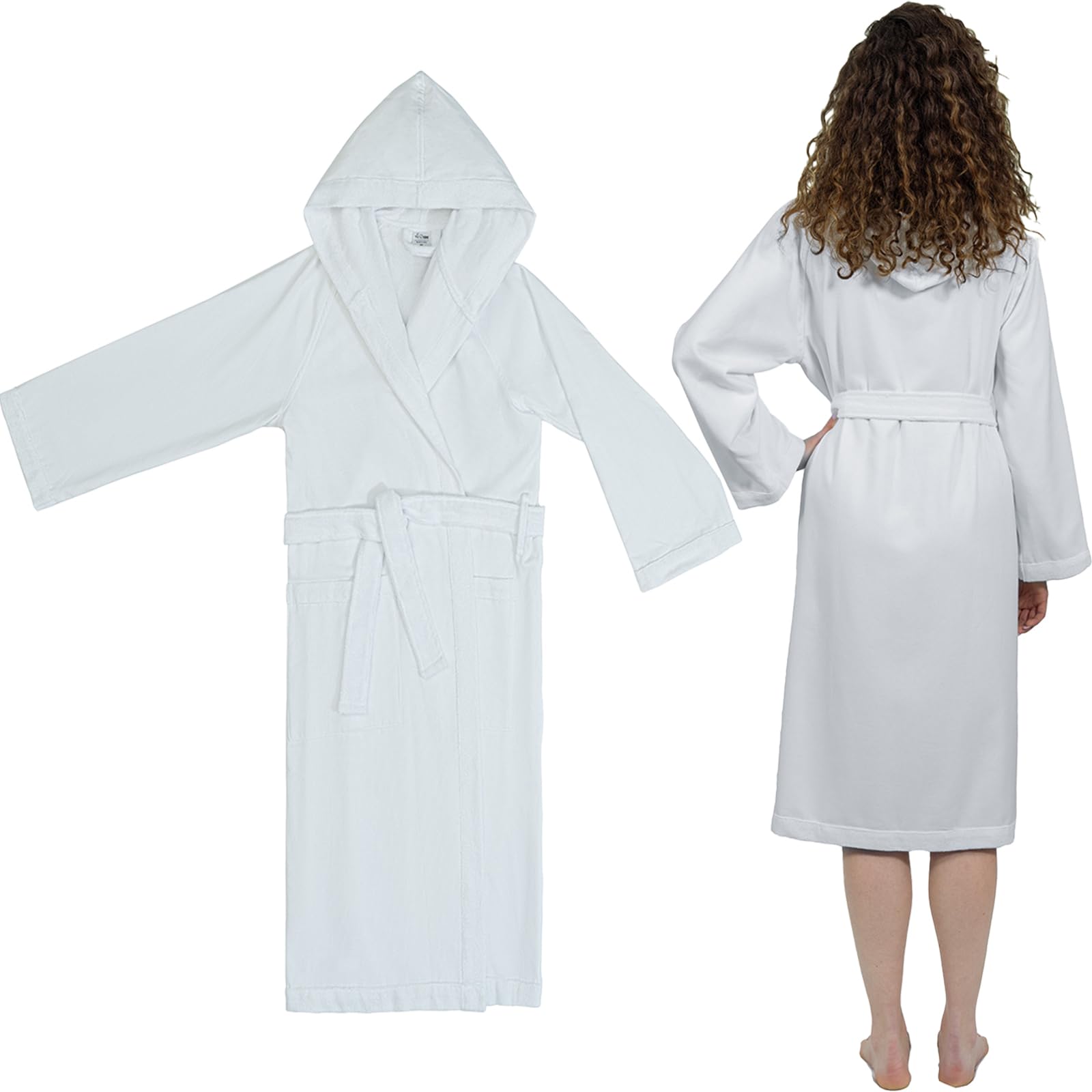 runico Accappatoio Donna Cappuccio - Design e Fabbricazione Italiana, 100% Cotone, Ultra Sottile, Super Assorbente, Anti-Pilling, con 2 Asciugamani Inclusi……
