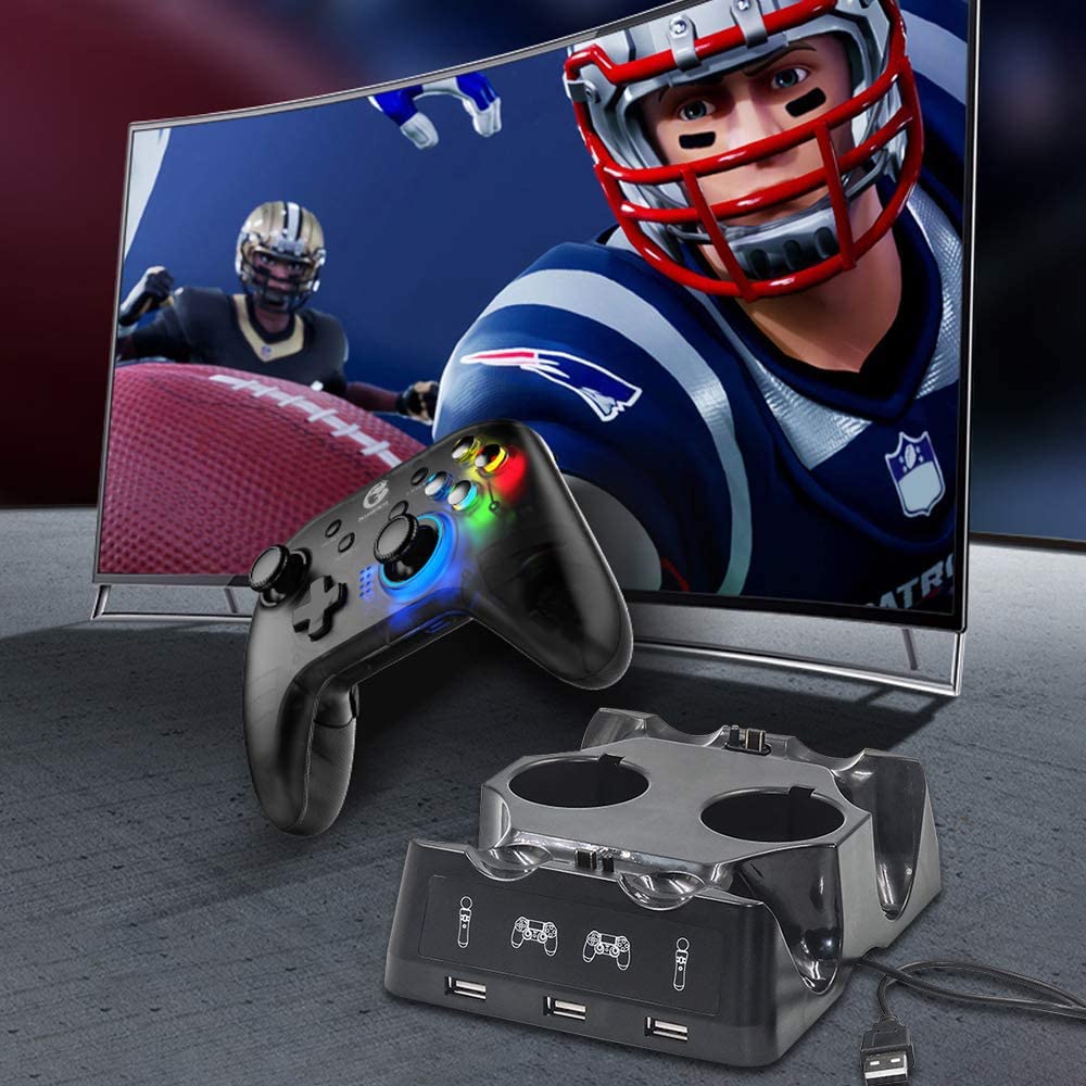 PS4 Controller Ladestation Mit LED Anzeige und 3 Front USB Ports - 4 in 1 für PS4/Pro/PS4 Slim/VR Move Motion Controller