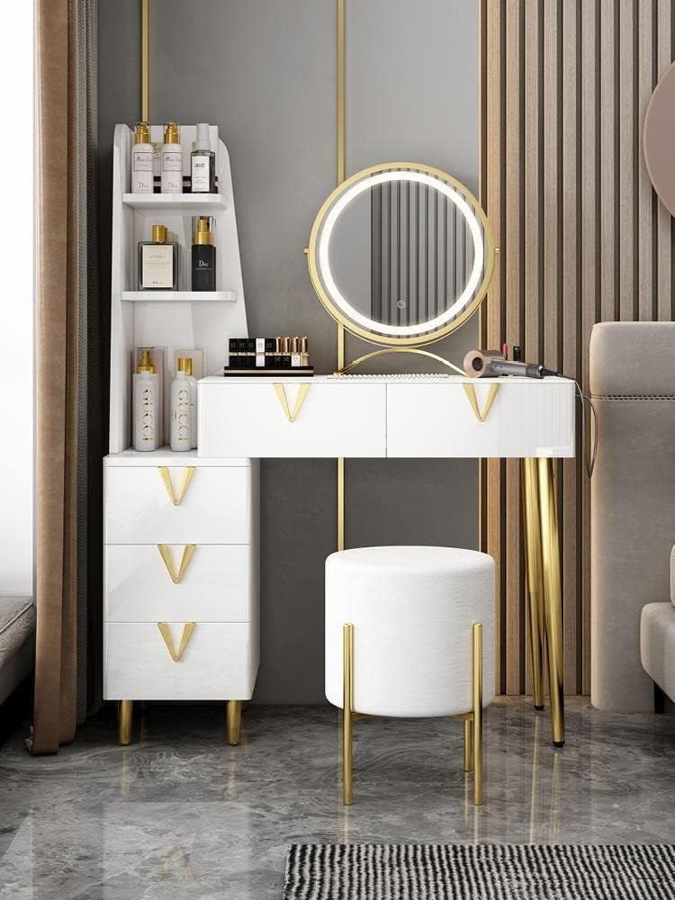 Vanity Benches Dressing Table Vanity Mirror and Table Set Bedroom Dresser Dresser Modern Bedroom Furniture (Color : 60)