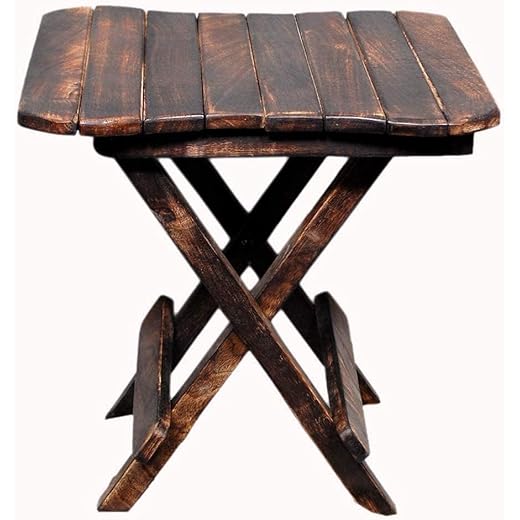 Antique Wooden Folding Side Table Stool