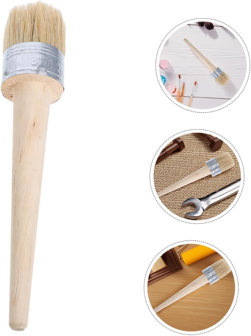 2PCS Round Paint Brushes for Wall Painting Chalk Painting DIY Art Crafts Durable Bristles for Waxing and Home Decor Projects