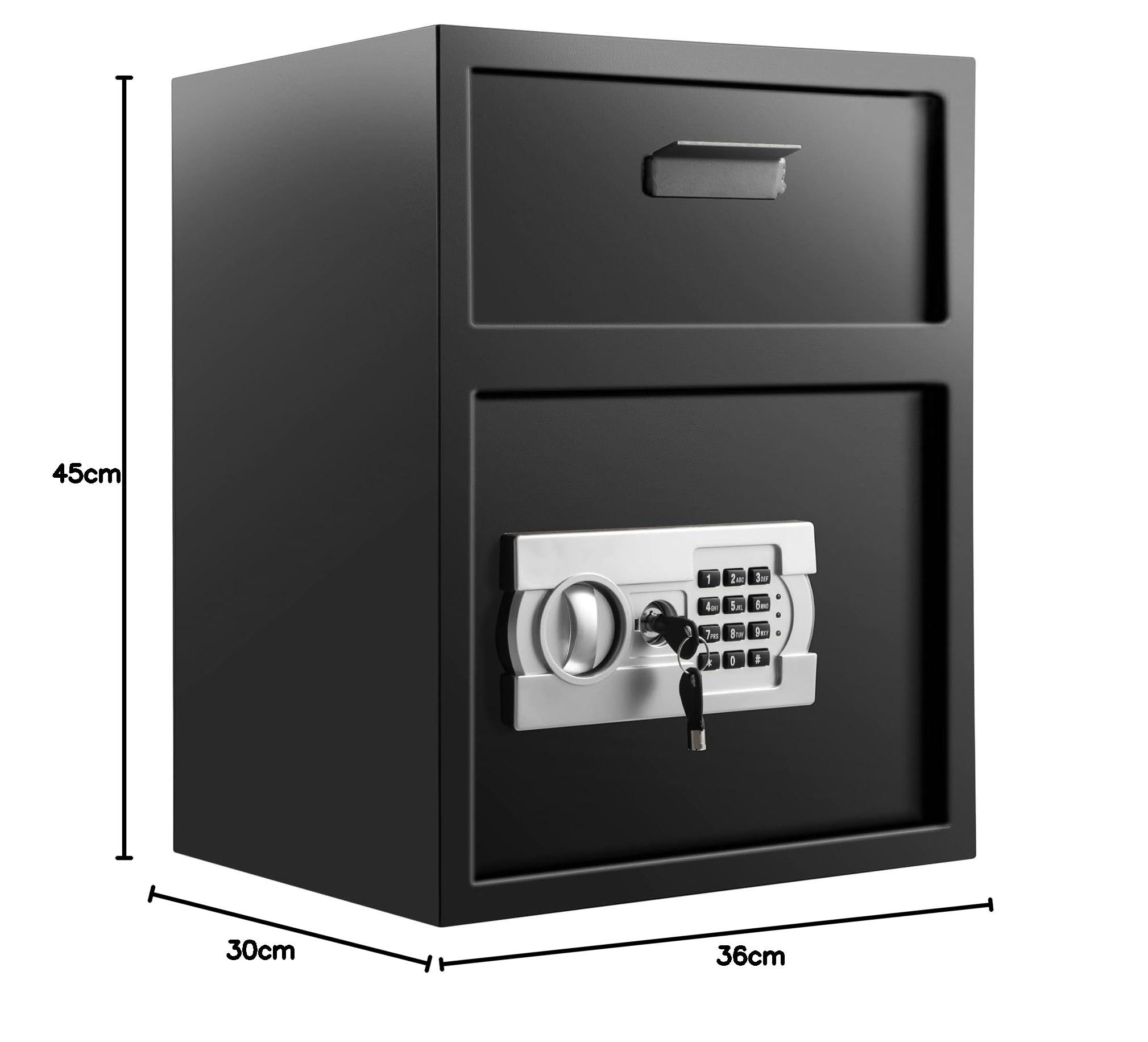 VEVOR Coffre-Fort Antivol Avec Fente de Dépôt, Sécurité Électronique en Acier Au Carbone, Ignifuge, 2 Clés, 2 Kits de Codes, Numérique LCD Pour Document et Arme