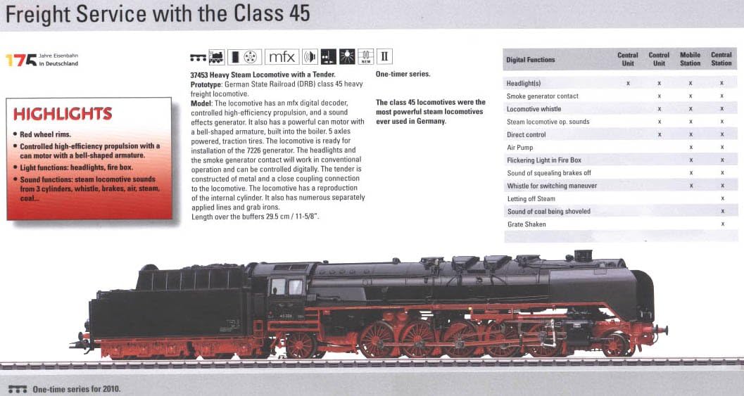 Marklin 2010 Qtr.1 Digital DRB class 45 Steam Locomotive with Tender (EX) Category: H0 Locomotives (HO Scale)