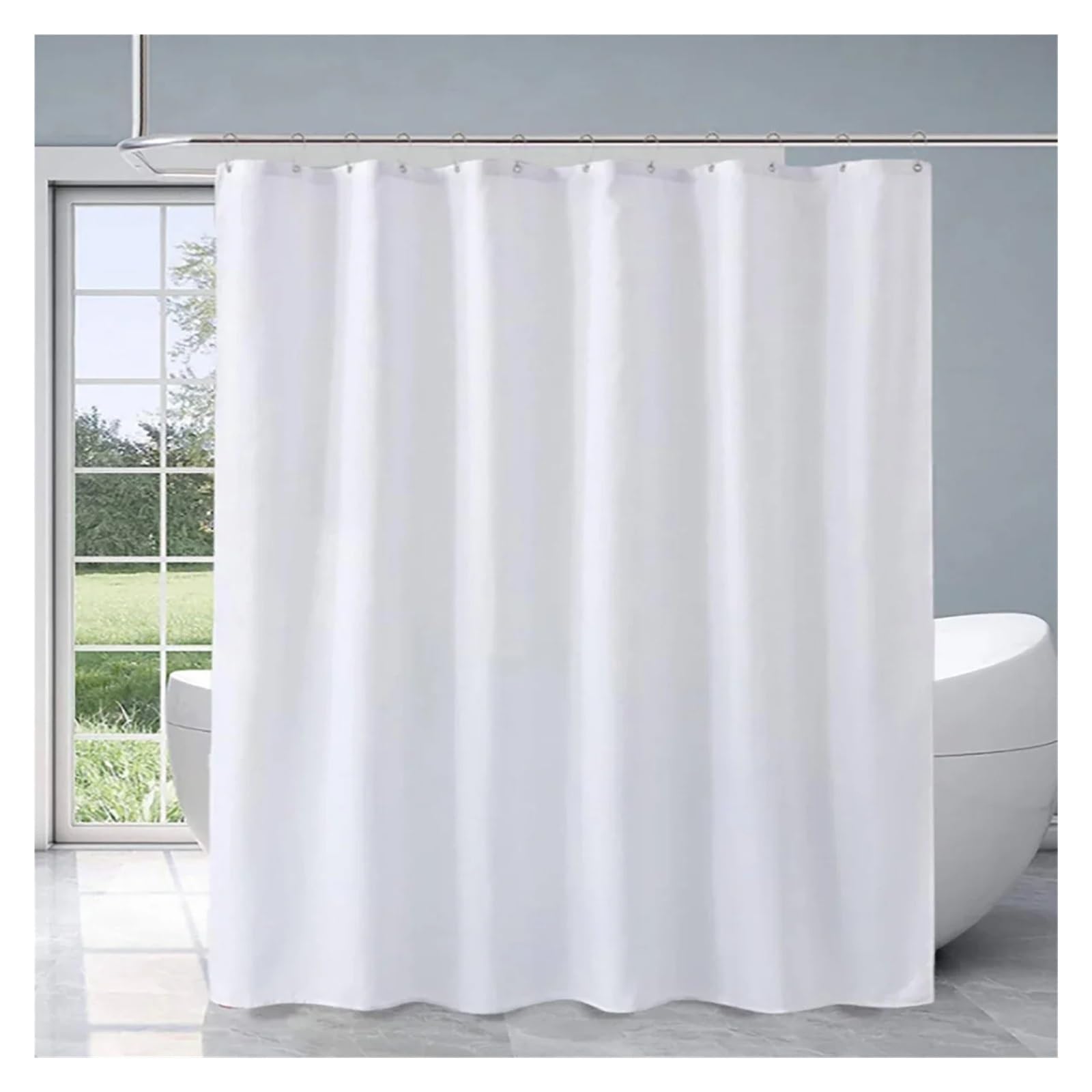 PIGENEQW Shower Liner Cloth Waterproof White Shower Curtain Waterproof Cloth Bathroom Partition Blocking Decorative(W120xH180cm)