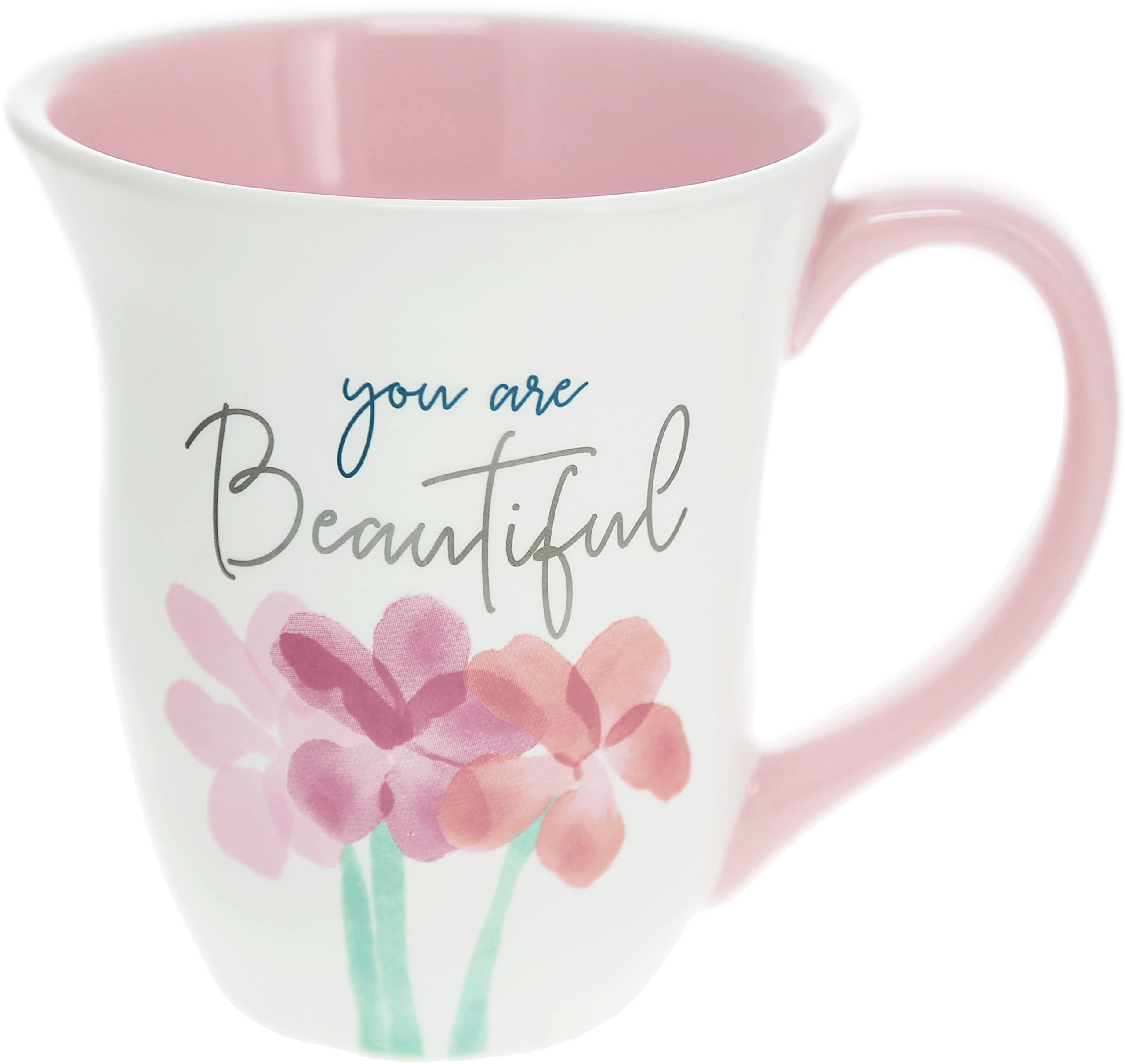 Amazon.com | Pavilion Gift Company - You Are Beautiful - 16-ounce Large Coffee  Cup, Floral Pattern Mug, Mother's Day Gift Idea, Friend Gift Idea, 1 Count,  White & Pink: Coffee Cups & Mugs