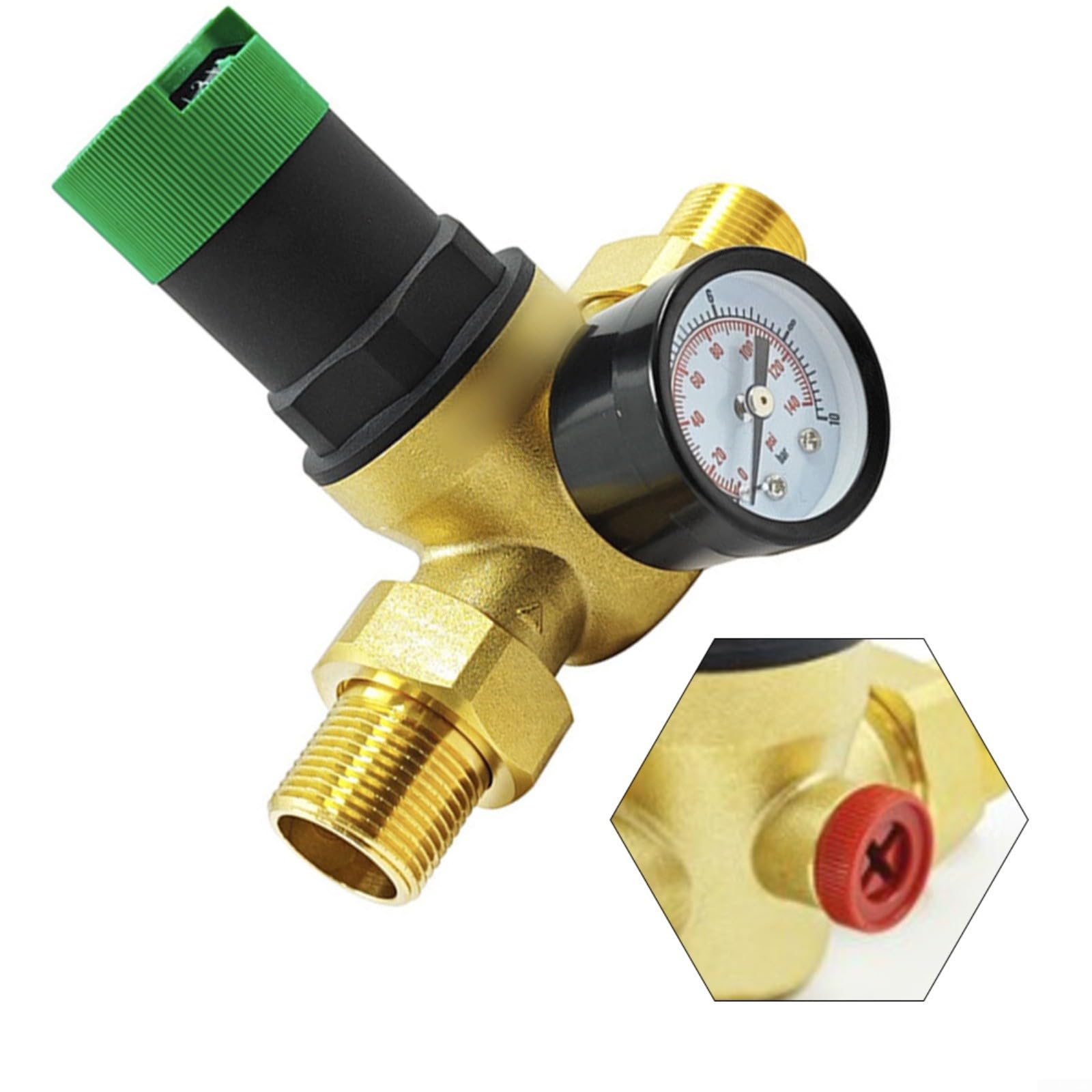 Valvola di riduzione della pressione regolabile in ottone, filettatura G, pressione dell'acqua per stabilizzatore per sistemi idraulici domestici, gamma 1-6 kg (1/2)