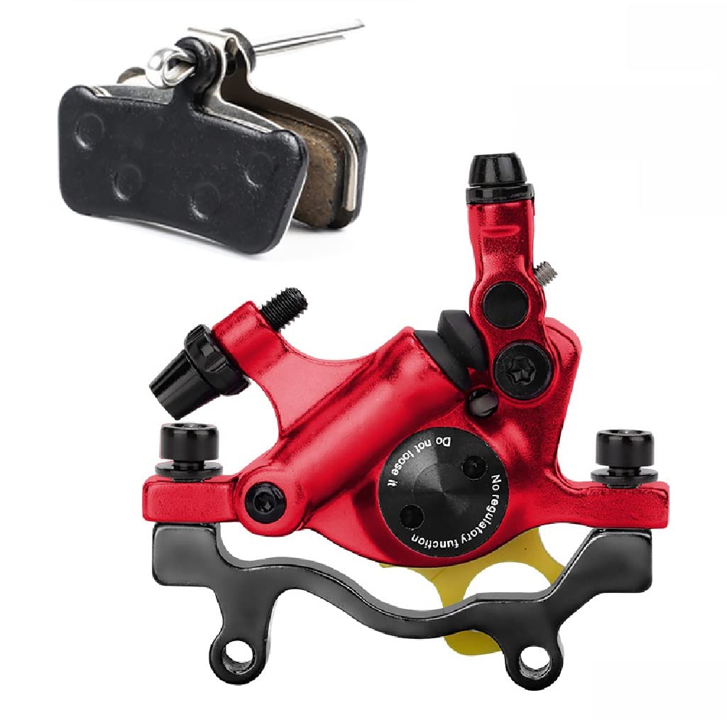 MTB Tira del Freno de Disco 160mm, Pinzas Delanteras y Traseras, Freno de Disco de Bicicleta con Pastillas de Freno Adicionales (Color : Red, Size : One Rear Brake)