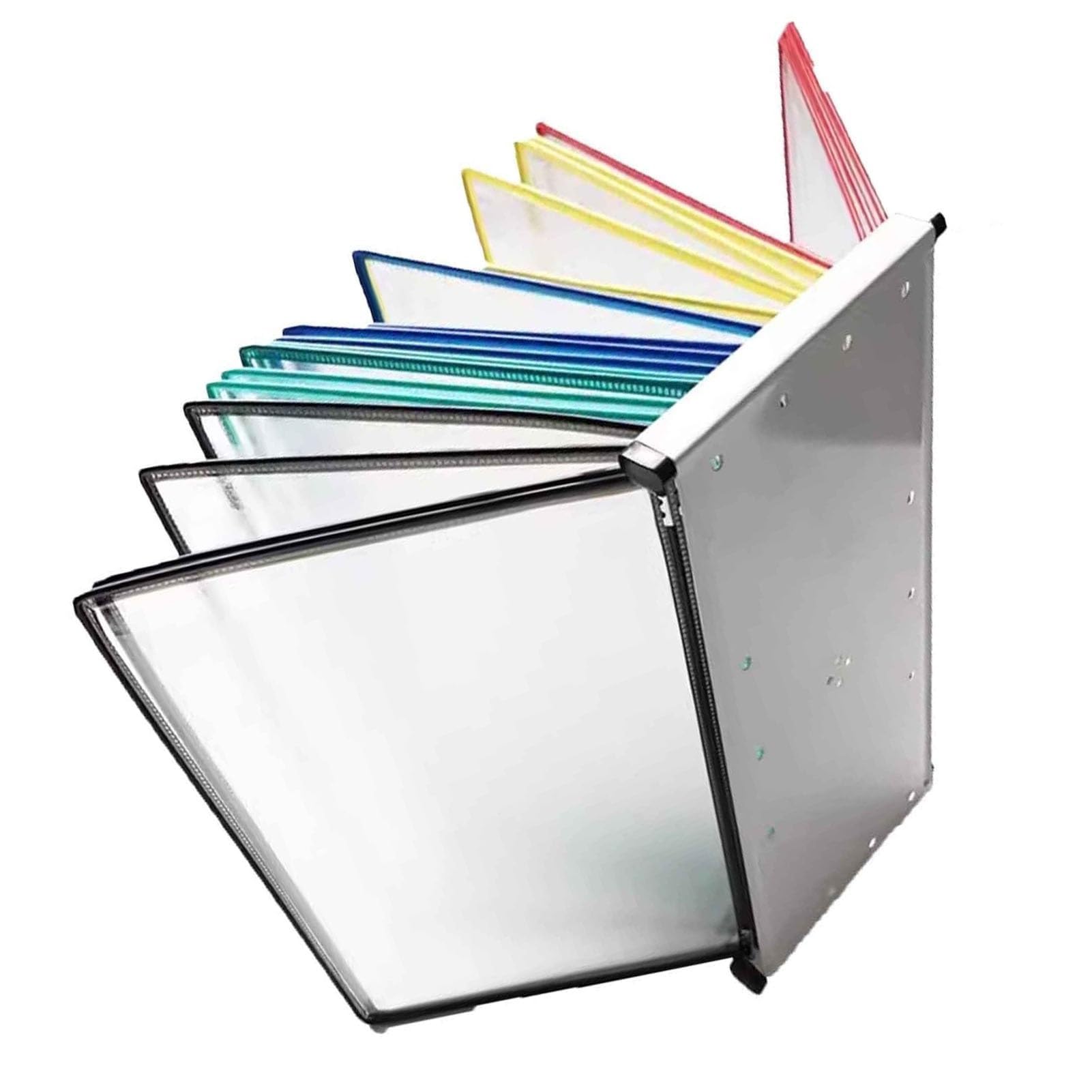 OOPDNEGAK Desk Reference Organizer - Desktop Reference System, Fast Flip And Find Reference Display Document Holder, 10 Double-Sided Display Pockets, Catalog Display Rack