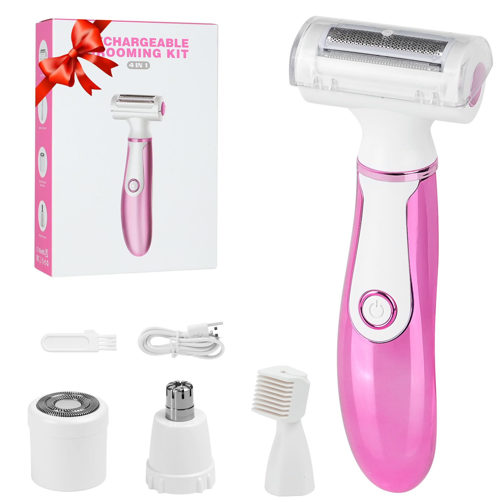 Pluxy Epil Pro 3.0 Women Face Epilator, 4-in-1 Body Shaver and Facial Epilator, Hair Removal for Face, Waterproof Facial Hair Remover for Armpits, Arms, Legsm, Bikini