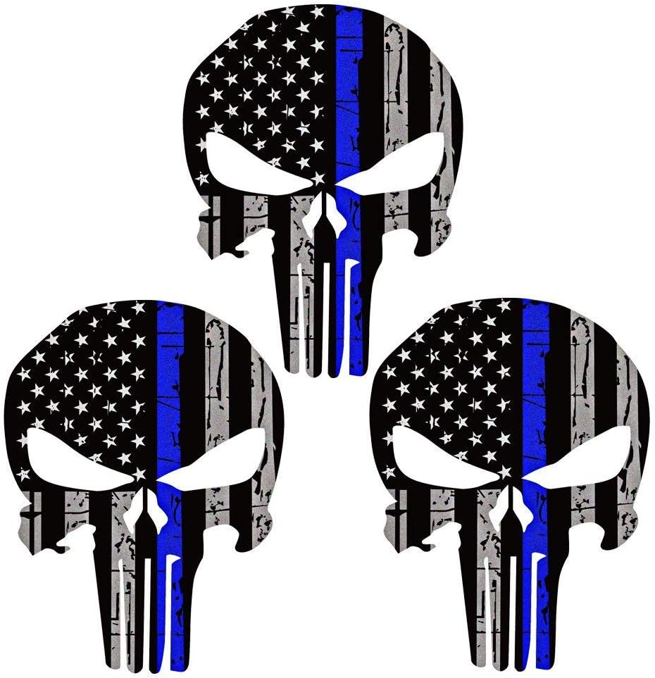 3 Pieces US Flag Skull Hard Hat Stickers Decals, Skull American Flag USA