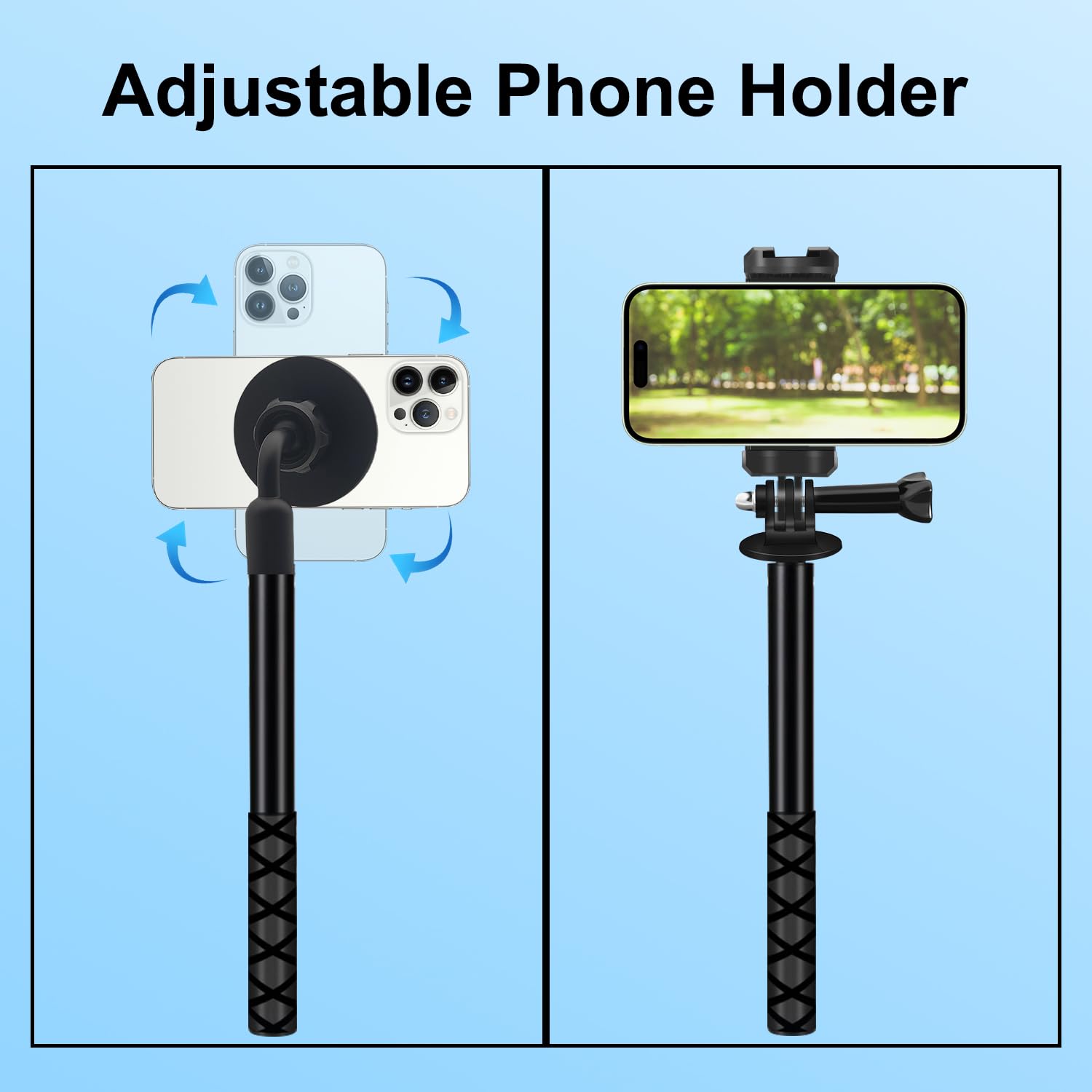 59" Magnético Golf Selfies Palo Trípode Compatible con iPhone,Ajustable Aluminio Teléfono Trípode Monopié Punta Tierra Golf Swing Entrenamiento Compatible con GoPro Cámaras Vídeo Grabación