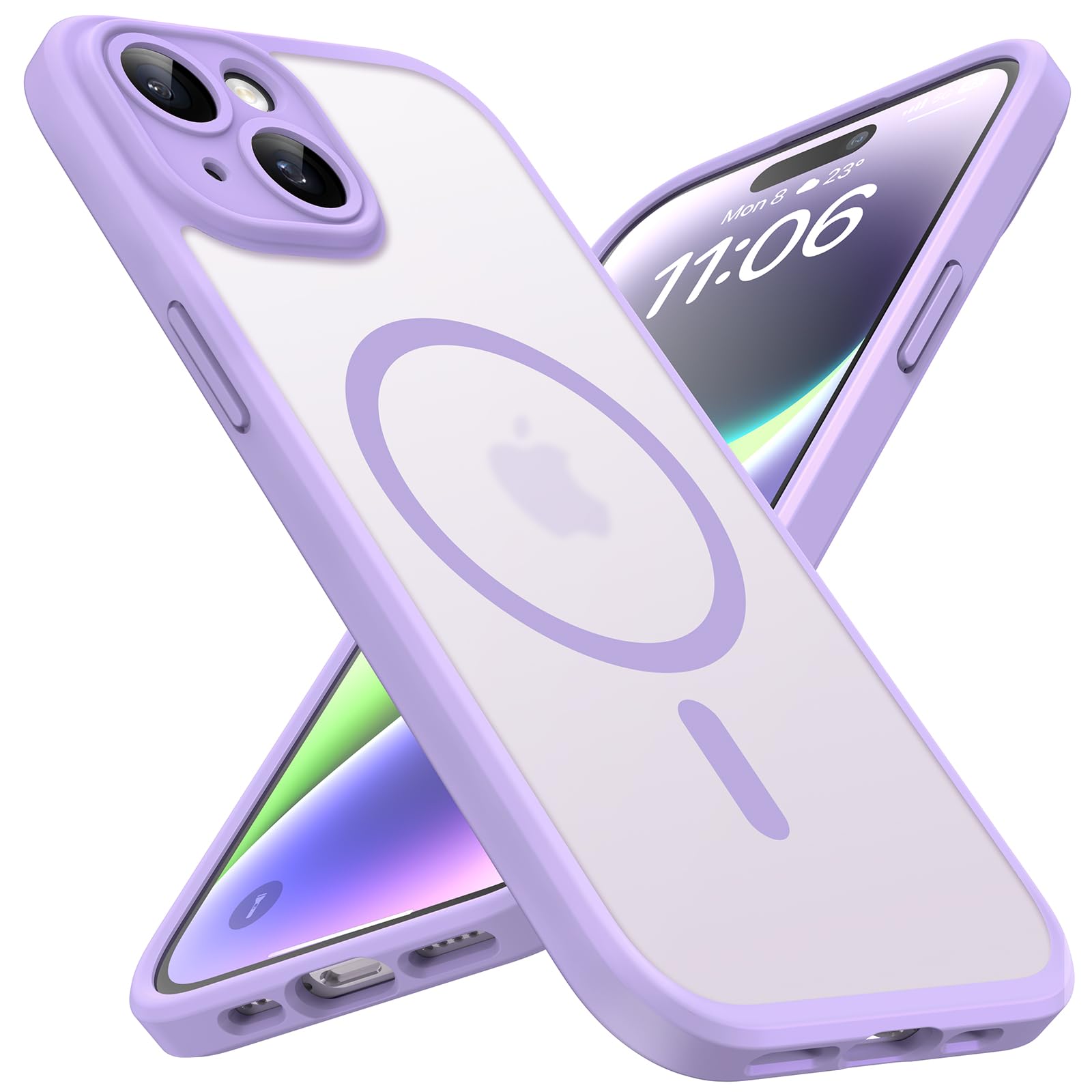 TOCOL Magnetic for iPhone 14 Case, Upgraded Full Camera Protection, Compatible with Magsafe, Drop Protection, Translucent Matte Back Bumper Phone Cover 6.1-Inch (Light Purple)