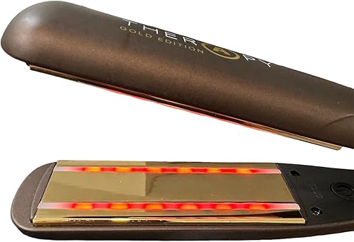 Miniatura 6 de Hierro terapéutico - Placas de cerámica de titanio de 1 14 pulgadas con tecnología infrarroja que repara el cabello (dorado)