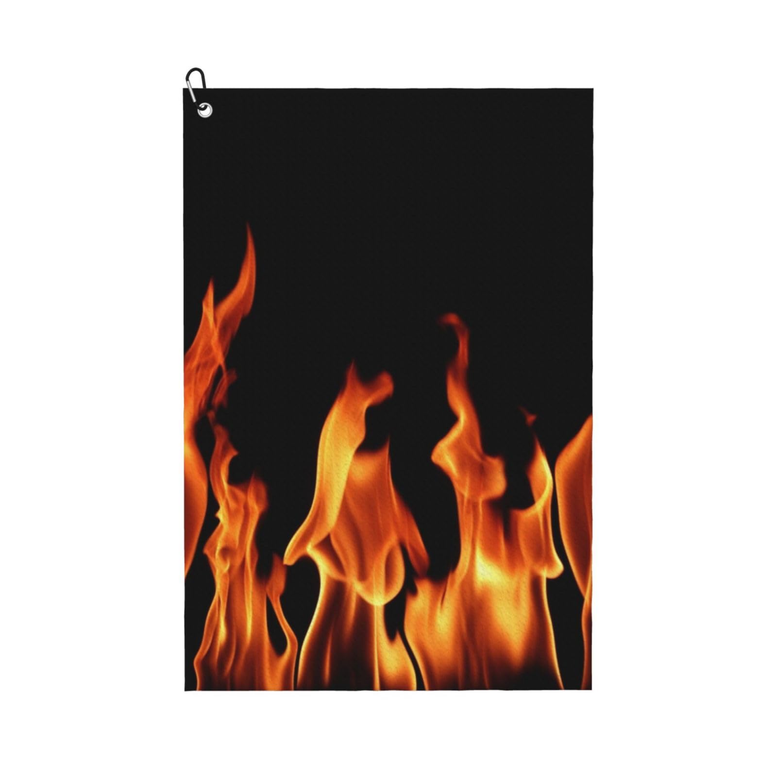 Hnnkloy Burning Flame Print Multicolor, 16x24 in Portable Waffle Golf Towels with Carabiner Clip for Golf Bag