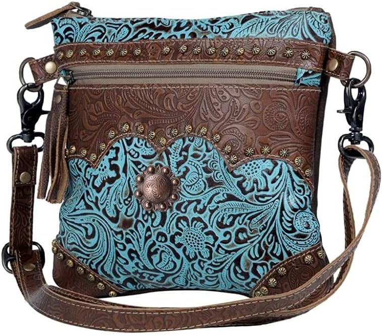 Myra Bag Cowgirl Purses for Women - Cowhide Bag with Leather Strap and Paisley Pattern, Cow Print Western Purses for Women - Image 4