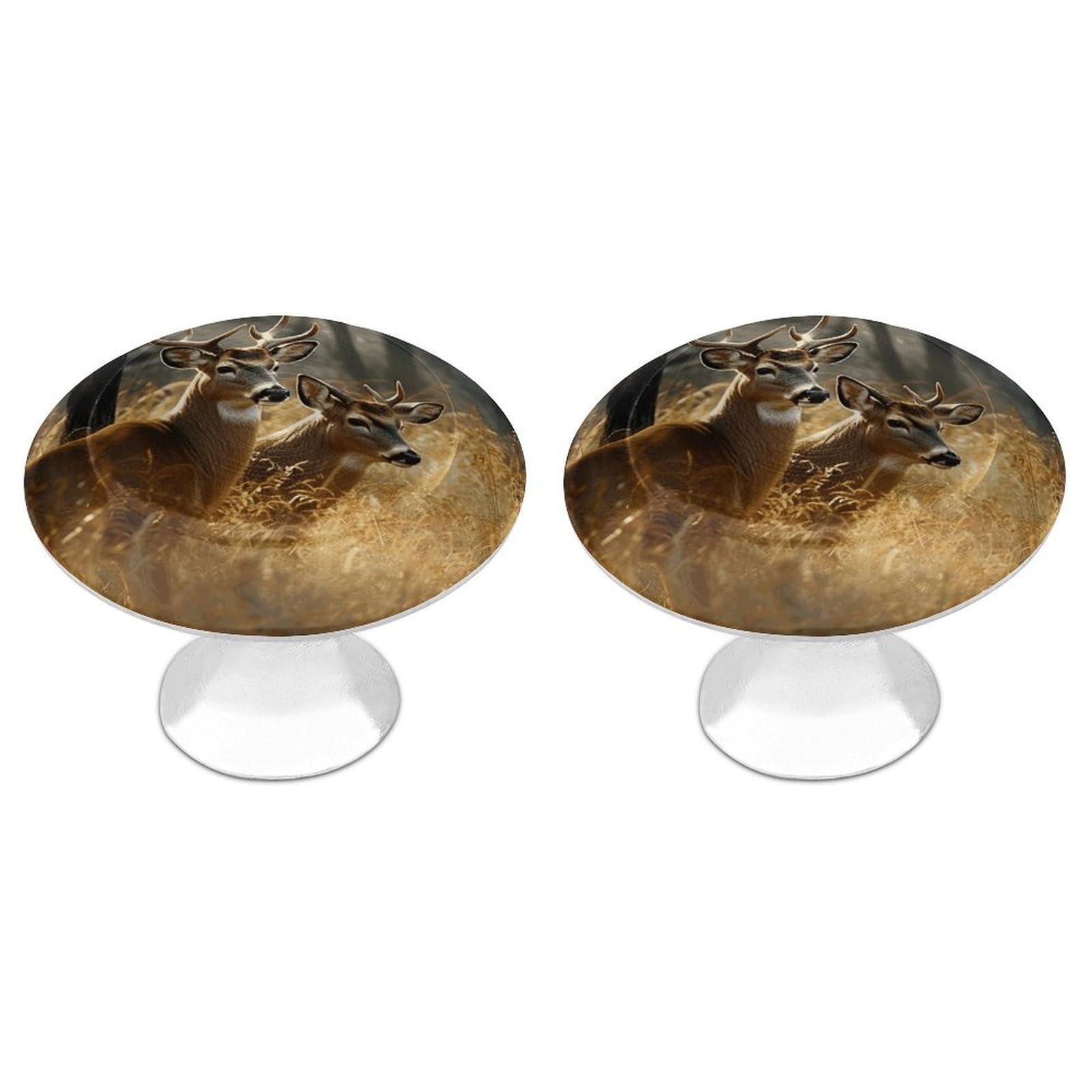 FekiLoot Nature Wild Animal Deers Cabinet Knobs Round Dresser Drawer Pulls Stainless Steel Drawer Kitchen Knobs Modern Cabinet Hardware Drawers Knob Bathroom Closet Cabinets Handles