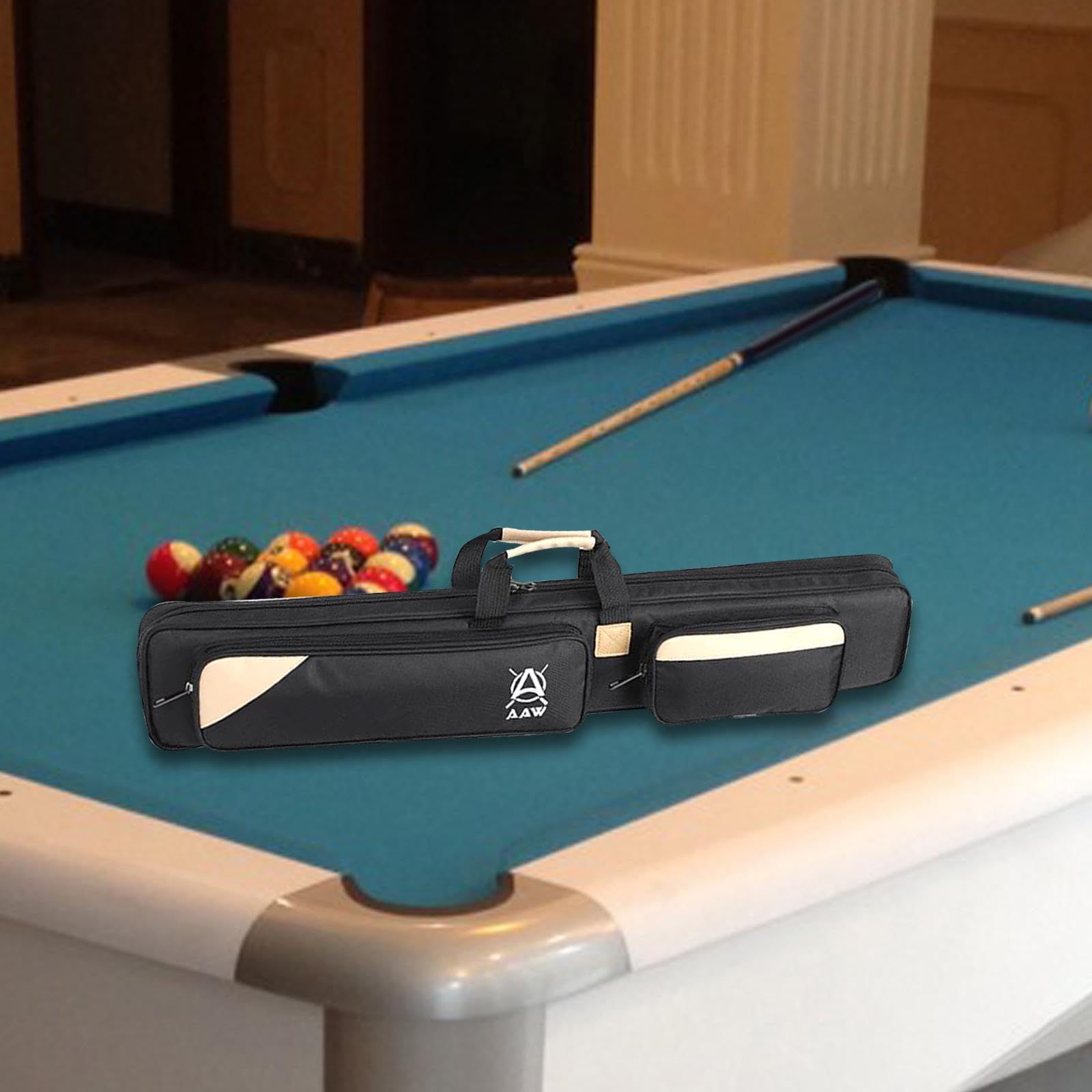 3x4 weiche Pool-Queue-Hüllen, 1/2 Snooker-Billard-Queue-Hüllen, tragbarer Griff, Schutztasche, weiche Queue-Tasche, Tragetasche, Schwarz