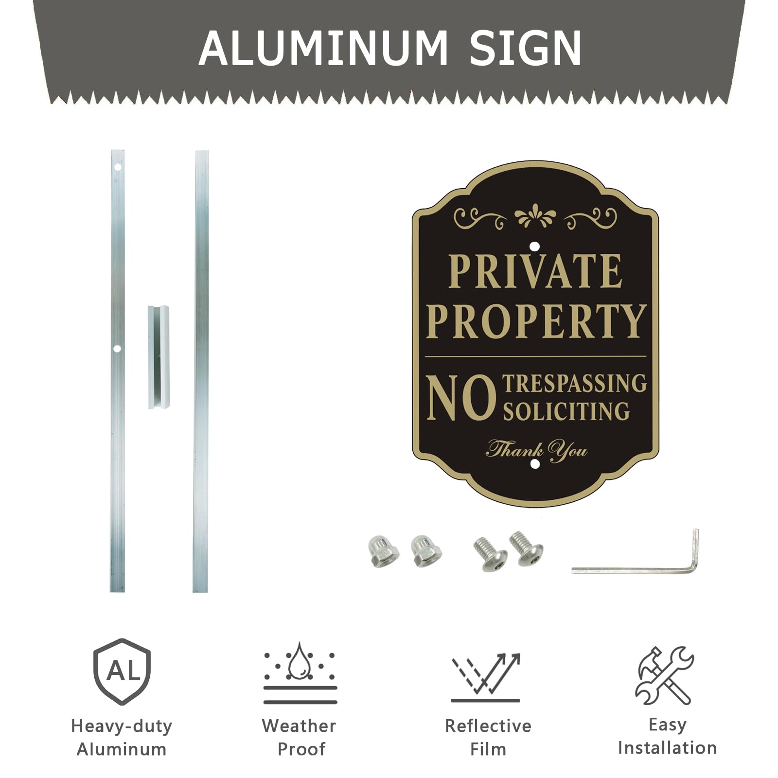 Yuntarda 'Betreten Verboten'-Schild Aus Aluminium – Wasserfest, 25,4 X 35,6 Cm, Mit Pfahl