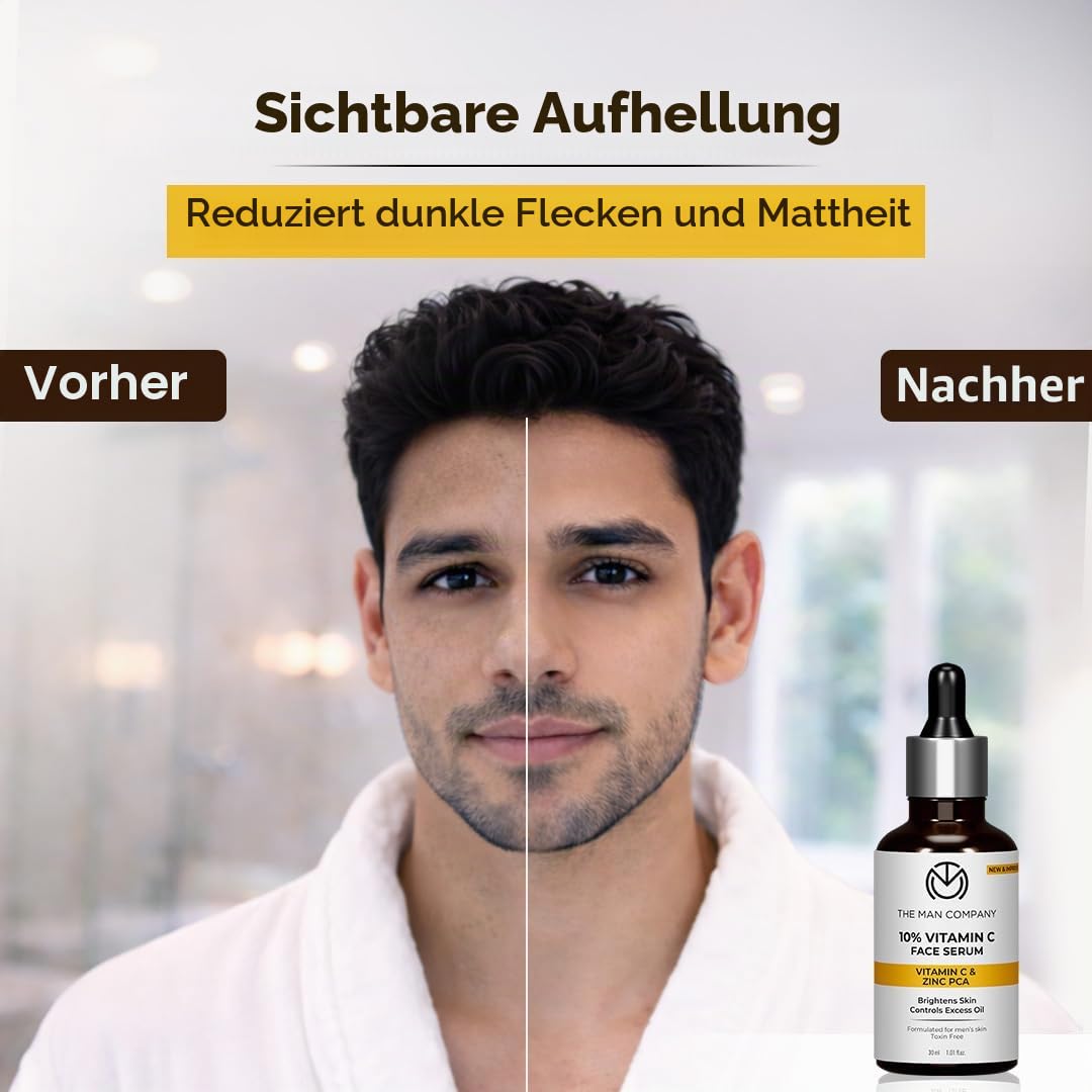 THE MAN COMPANY 40% hochdosiert Vitamin C Serum mit Hyaluronsäure – Hyaluronsäure serum for face (30ml) – Anti Falten, Anti Aging serum, Brightening serum – Vegan, Parabenfrei