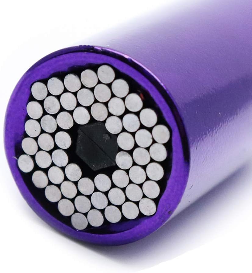 Yohii Universal Socket Set, Professional 7mm-19mm / 1/4"-3/4" Grip Socket Set Ratchet Wrench Power Drill Adapter, Purple