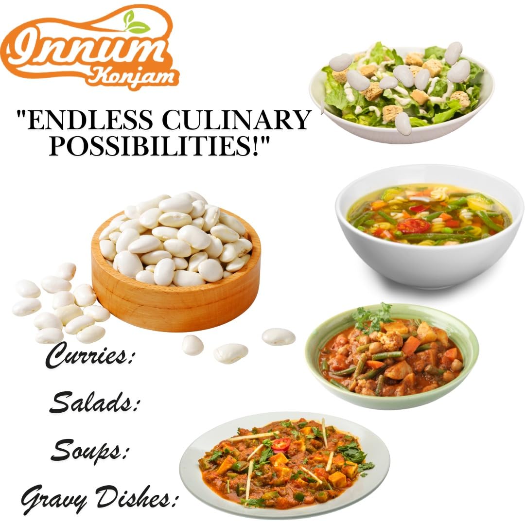 INNUM KONJAM Mochai - 500gm (Vellai Mochai | Lima Beans | Field Beans | Hyacinth | Mochai Kottai Payaru | Balar Dal | 100% Natural, Protein & Fiber-Rich | Gluten-Free | Ideal for Curries, Soups, & Salads) - Image 3 thumbnail