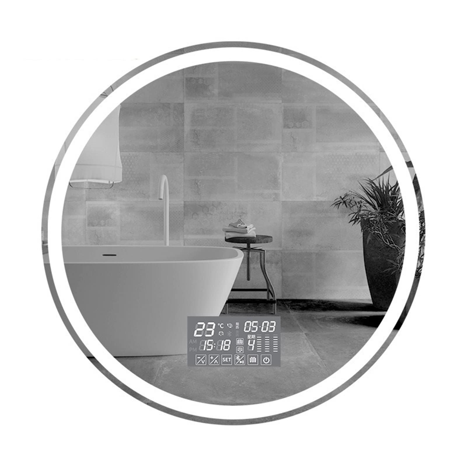 CHJHJKG Espejo de baño Espejo de luz LED para Colgar en la Pared del baño Que se Lava a Mano, Redondo con luz, Espejo de baño Inteligente
