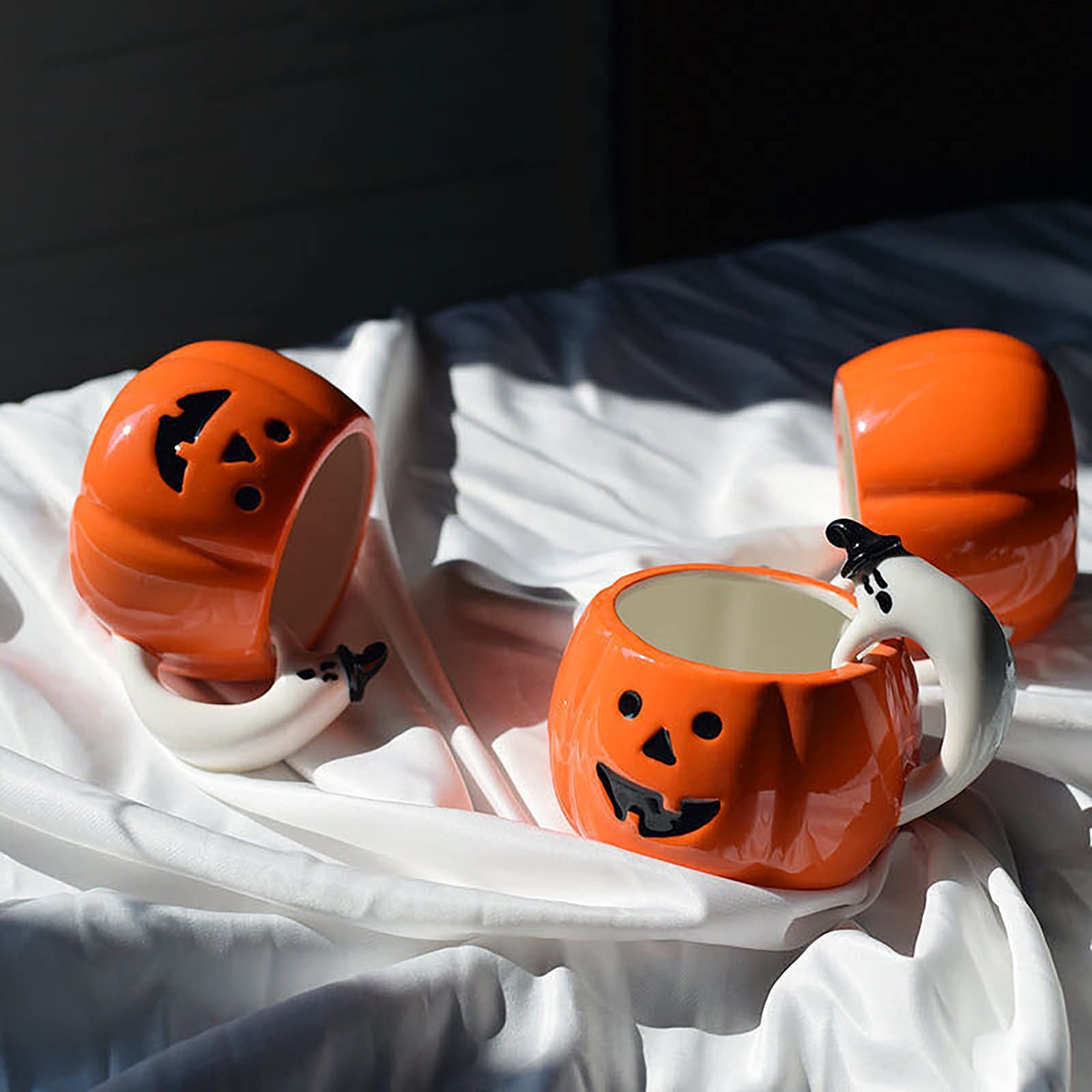 Kürbis Keramik Tasse Halloween - Lustige 400ml Tasse Mit Niedlichem Kürbis Design, Spülmaschinengeeignet