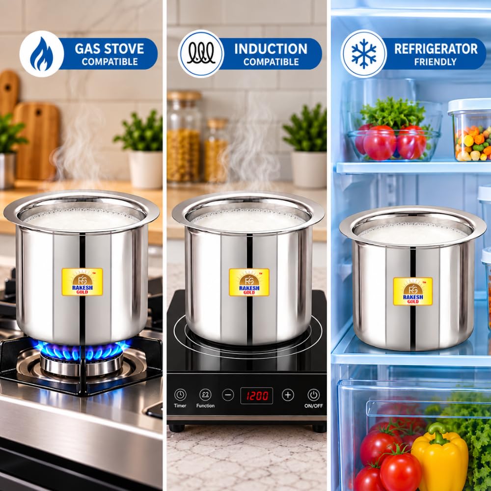 Rakesh Gold Stainless Steel Milk Boiler Set -3