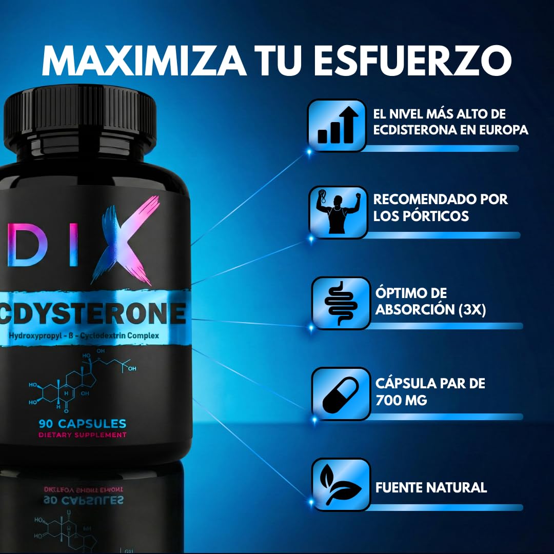 BETA-ECDYSTERONE 1490MG | 98% Pura | Óptima Absorción | Fórmula Avanzada | 20-Hidroxi-Ecdisterona (20HE) |GMP & HACCP|