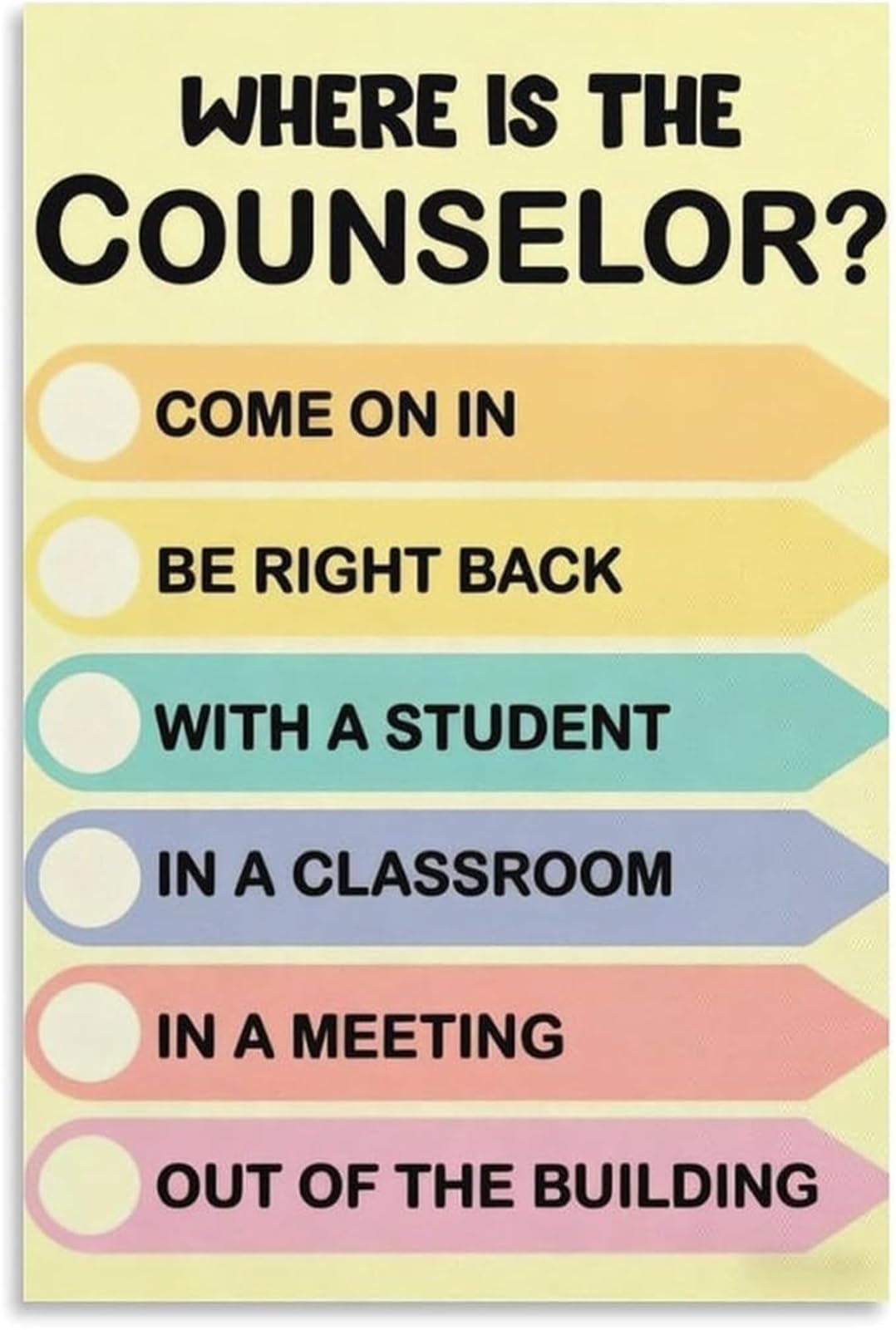 ZDVHOMCB School Counseling Room Decor Counselor Door Sign Canvas Poster for Office and Mental Health Clinic Unframed,08x12inch(20x30cm)