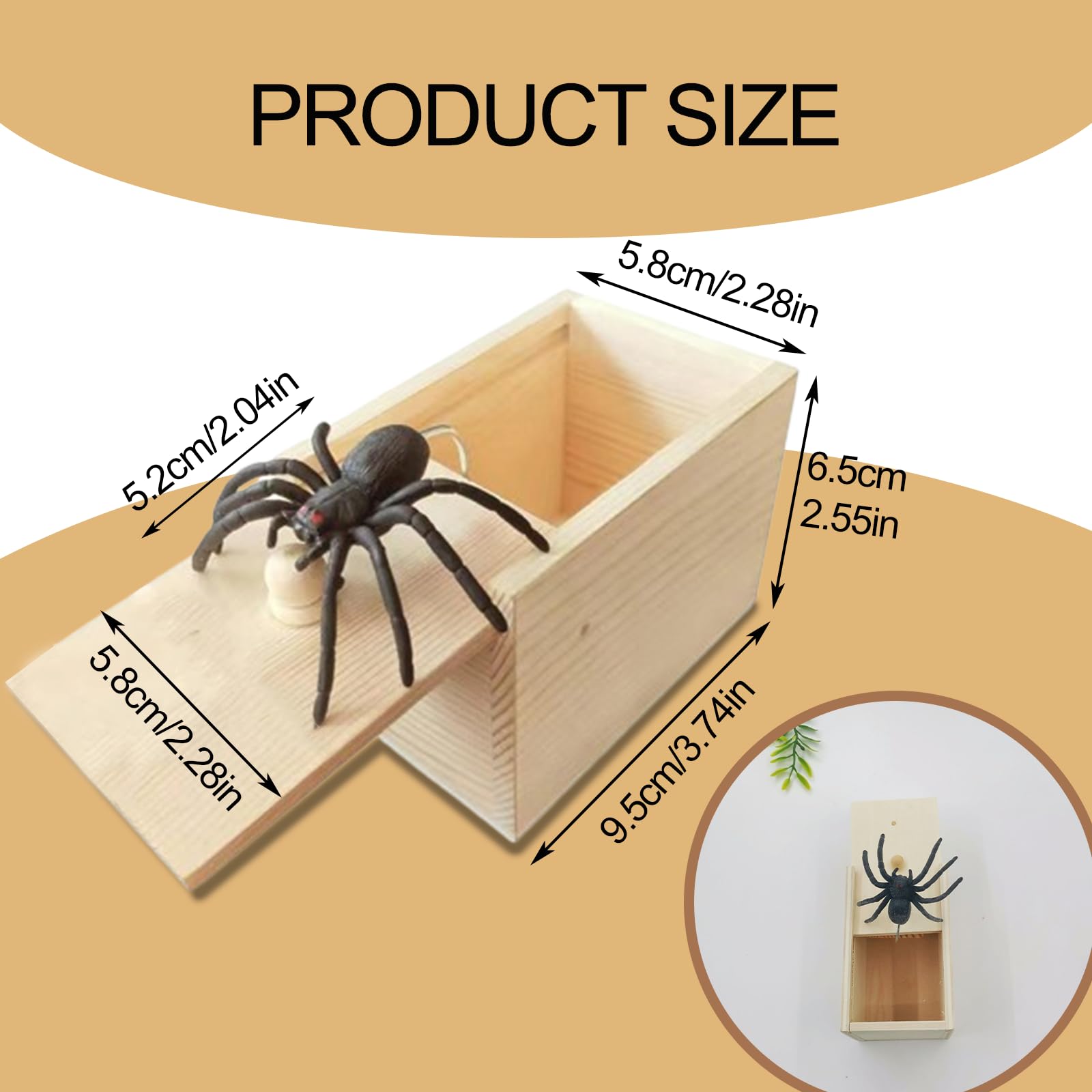 Spinnen Streichbox Aus Holz | Realistische Gummispinne | Urkomischer Gag Für Halloween & Aprilscherz