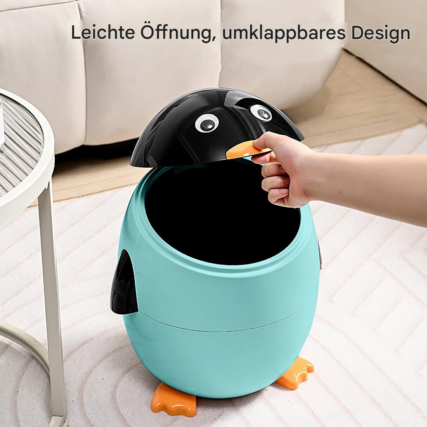 Generisch Badezimmer Abfalleimer,Pinguin Abfalleimer | Tierkorb Kompakt für Zuhause Schreibtisch Auto Küche Bad