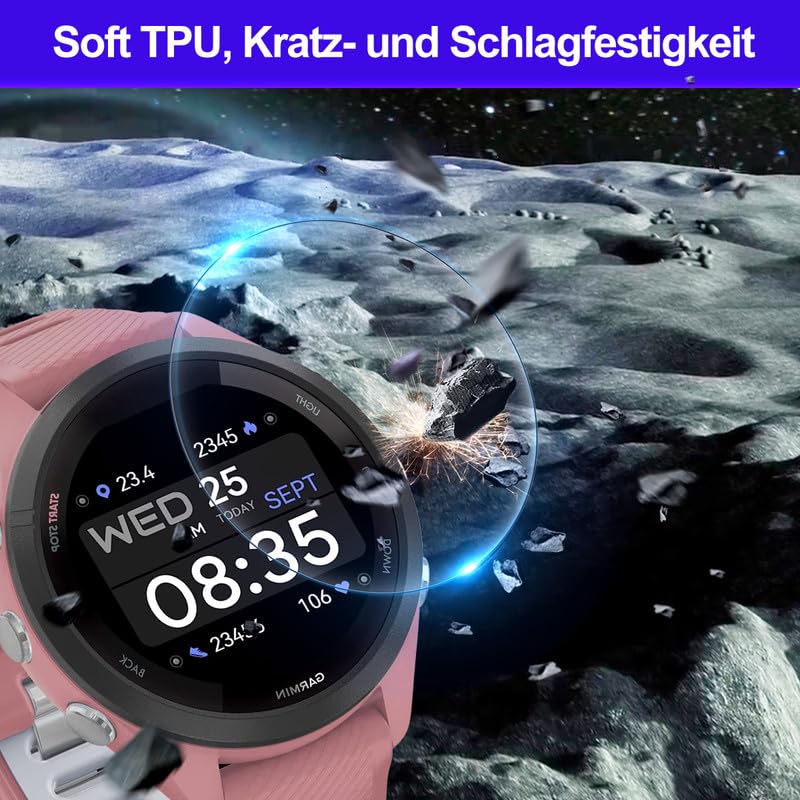 4 sztuki folii ochronnej do Garmin Forerunner 965 ochrona ekranu, 0,33 mm, łatwa instalacja ochrona do Garmin Forerunner 965, folia zapobiegająca pozostawianiu odcisków palców, HD TPU, miękka folia na