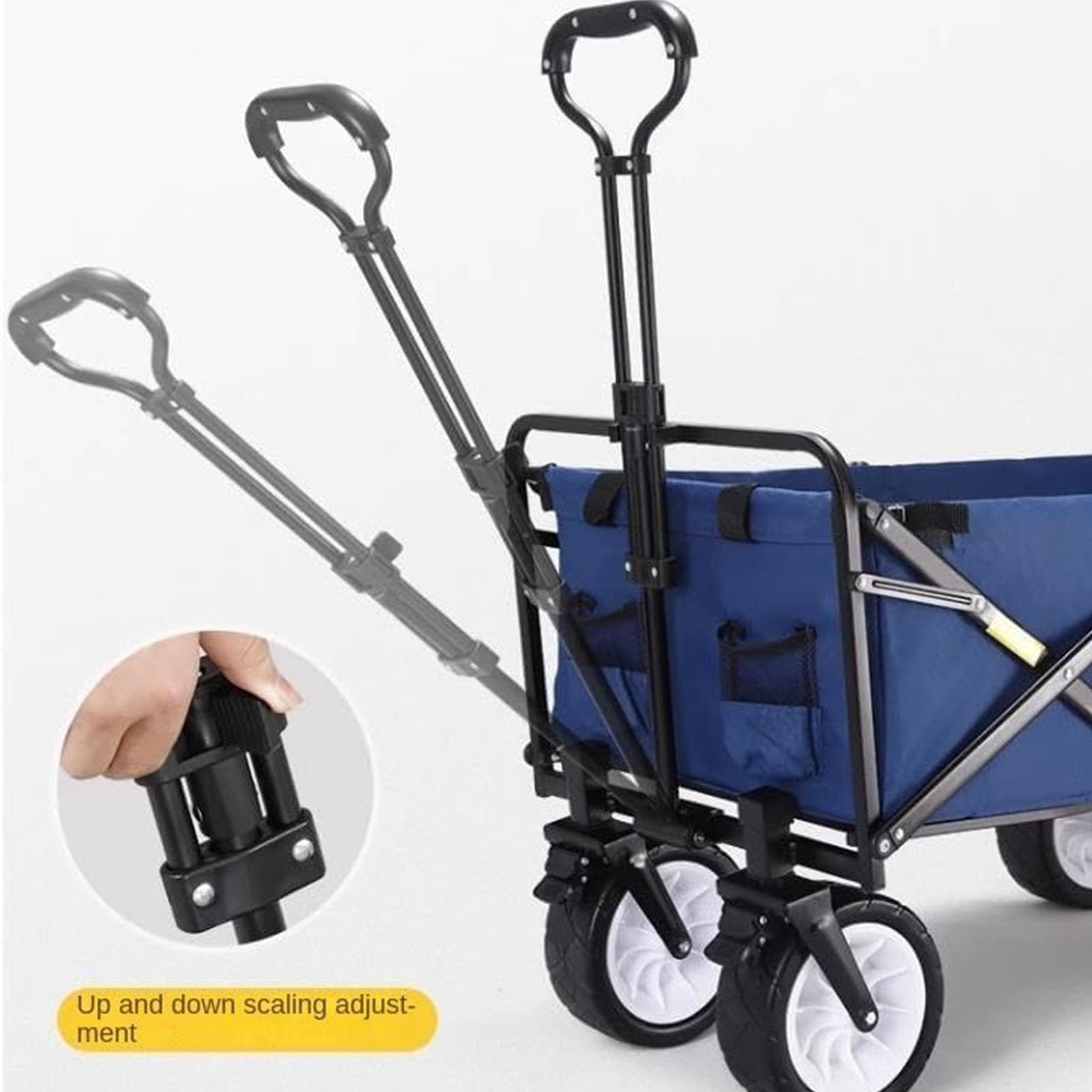 Carrello pieghevole Carretto pieghevole con freni Carrello della spesa da 100 kg con ruote extra larghe for tutti i terreni e freno Maniglia regolabile e borsa di copertura Carrello da campeggi