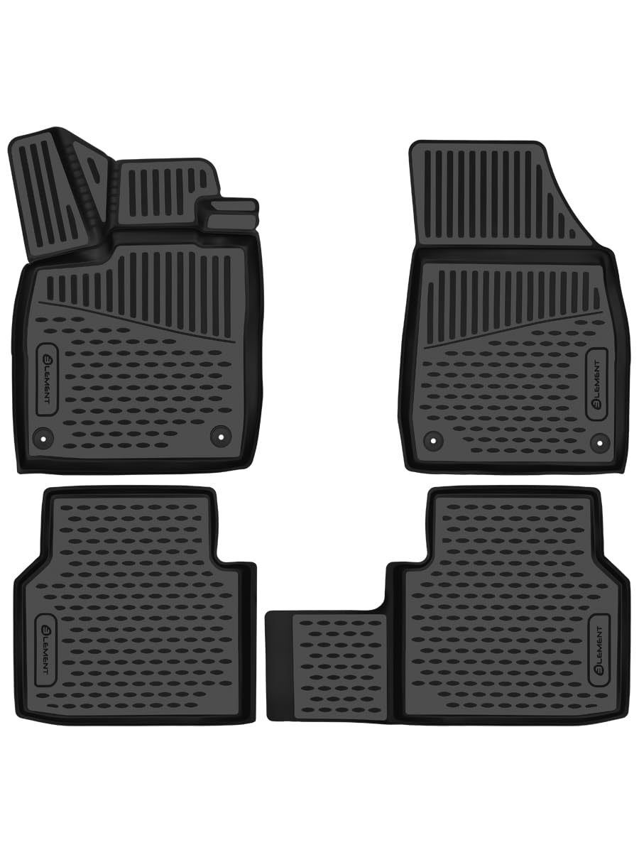 ELEMENT Juego de Alfombrillas de Goma 3D aptas para Skoda Elroq | Año de construcción 2024 -> | 100% a Medida Auto Alfombrillas de Goma para Coche