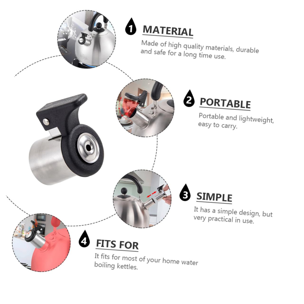 DECHOUS 6pièces Sifflet Acier Inoxydable Pour Bouilloire Accessoires De De Cuisine Compatible Avec Bouilloires à Sifflet Couleurs
