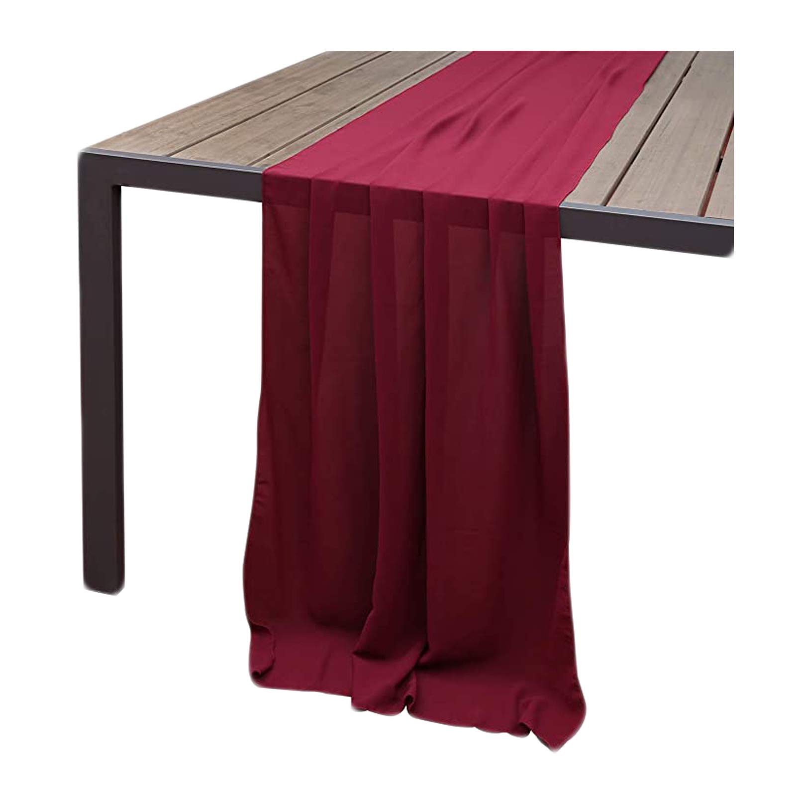 B-HOT Chiffon Table Runner Sheer Weddings Bridal Baby Shower Outdoor Party Decor Table Cloth Burgundy, 70 X 300 cm - Image 2