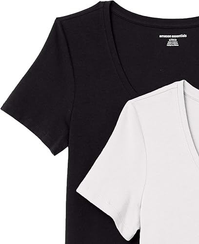 Miniatura 7 de Tienda Essentials Camiseta de manga corta con cuello redondo para mujer (disponible en tallas grandes), paquete de 2