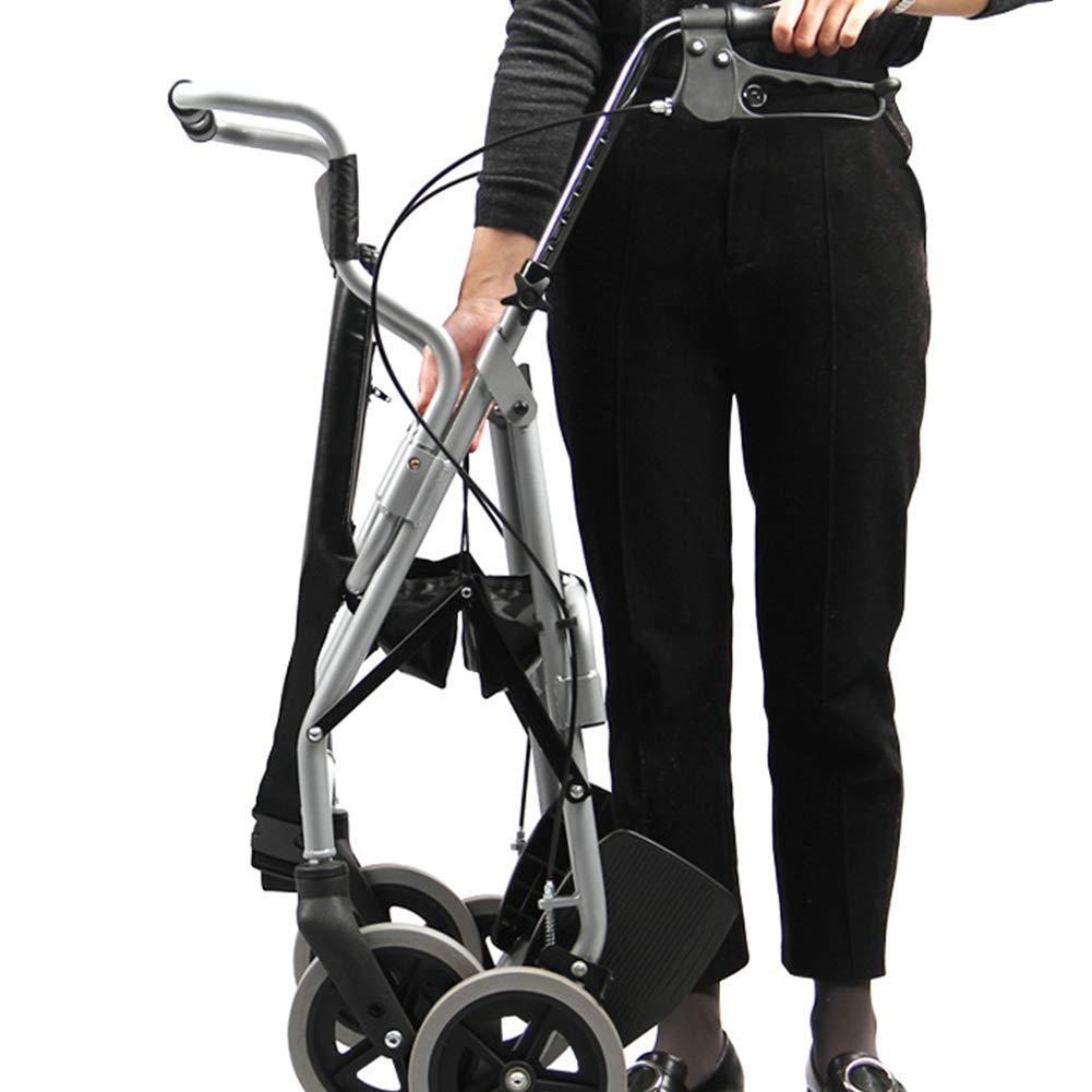 Telaio da Passeggio Leggero in Alluminio Pieghevole Walker Drive Carrello a 4 Ruote con Supporto per la Mobilità del Sollevatore per Le Gambe del Sedile