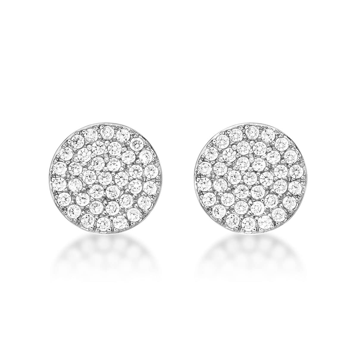 Orecchini A Disco Rotondi In Argento 925 Con Zirconi: Eleganti Orecchini A Bottone Per Donna E Ragazza, Disponibili In Argento, Oro Giallo O Oro Rosa