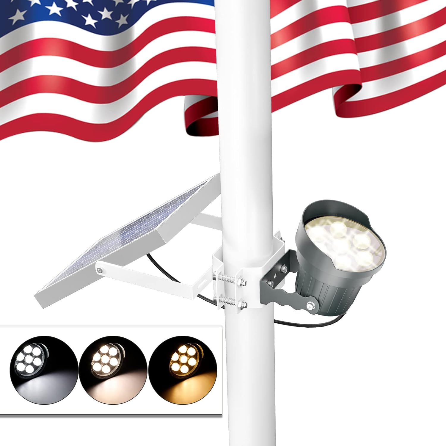 Ofuray Solar Flag Pole Light Waterproof, Dimmable 3000