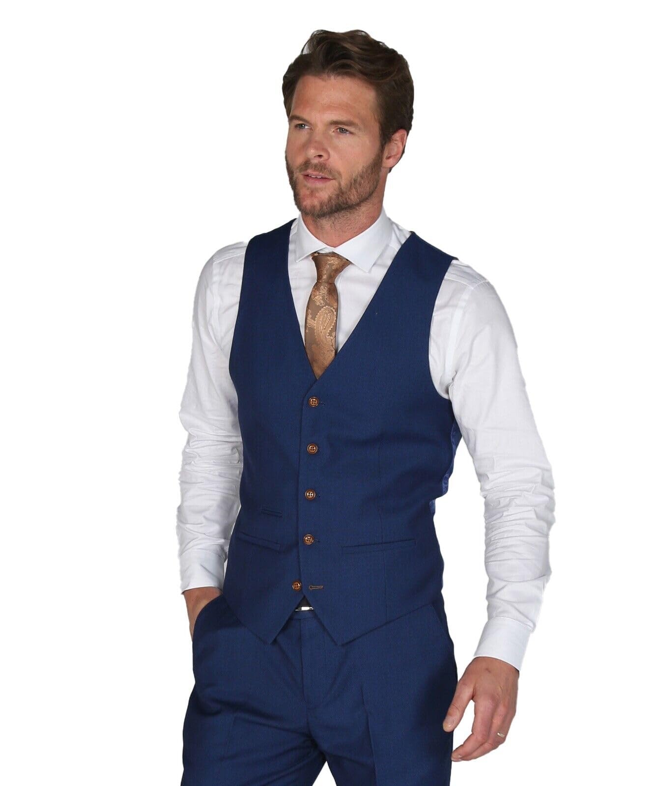 SIRRI Abito da Uomo da Uomo vestibilità Slim Blu Reale da Matrimonio, Set Formale da 3 Pezzi Venduto separatamente