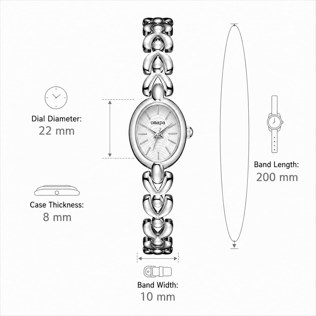 MASTOP Orologio da donna con bracciale ovale delicato, stile vintage, tonalità oro