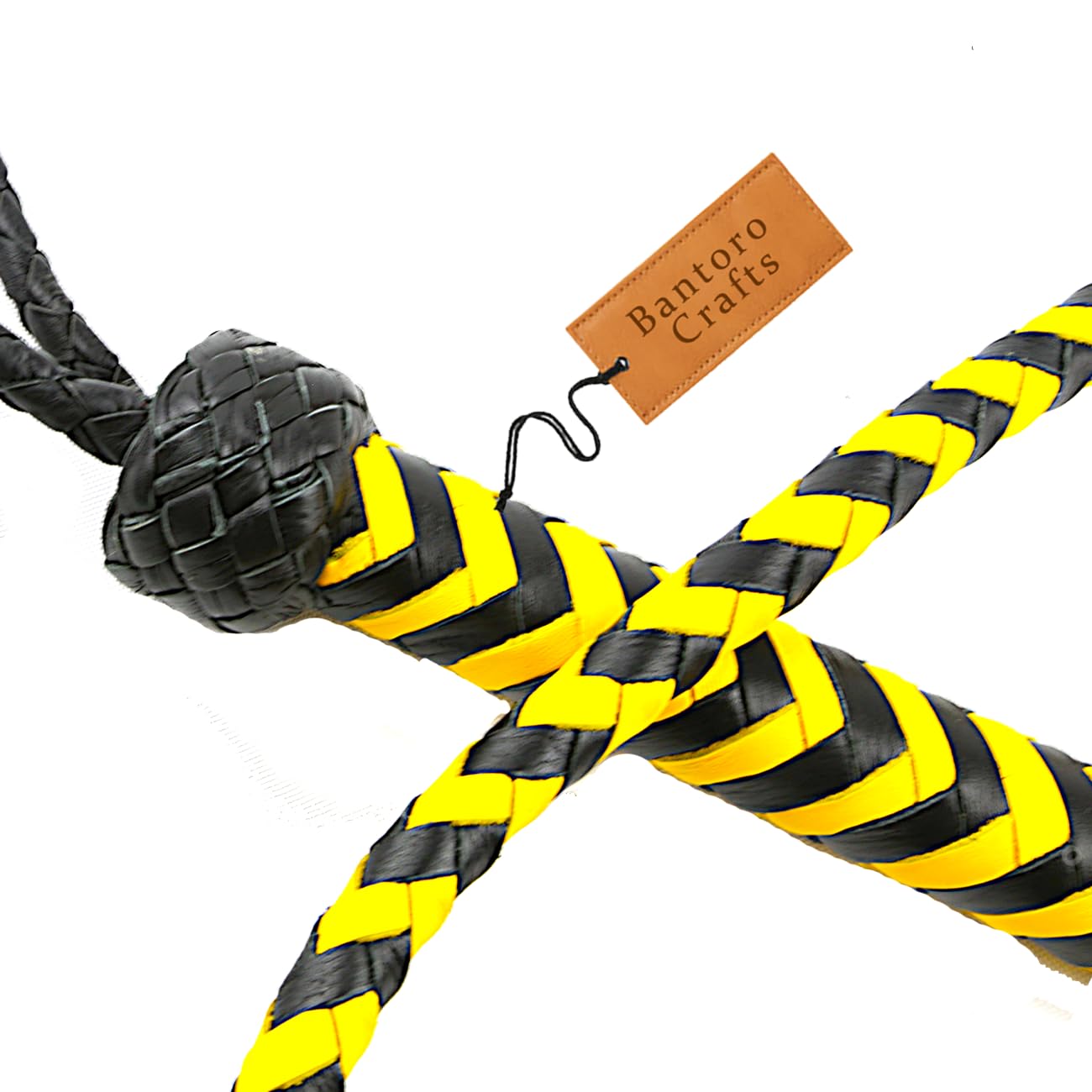 Lot De 2 Fouets Bullwhipsquadron – Cuir Marron Résistant Et Noir/jaune