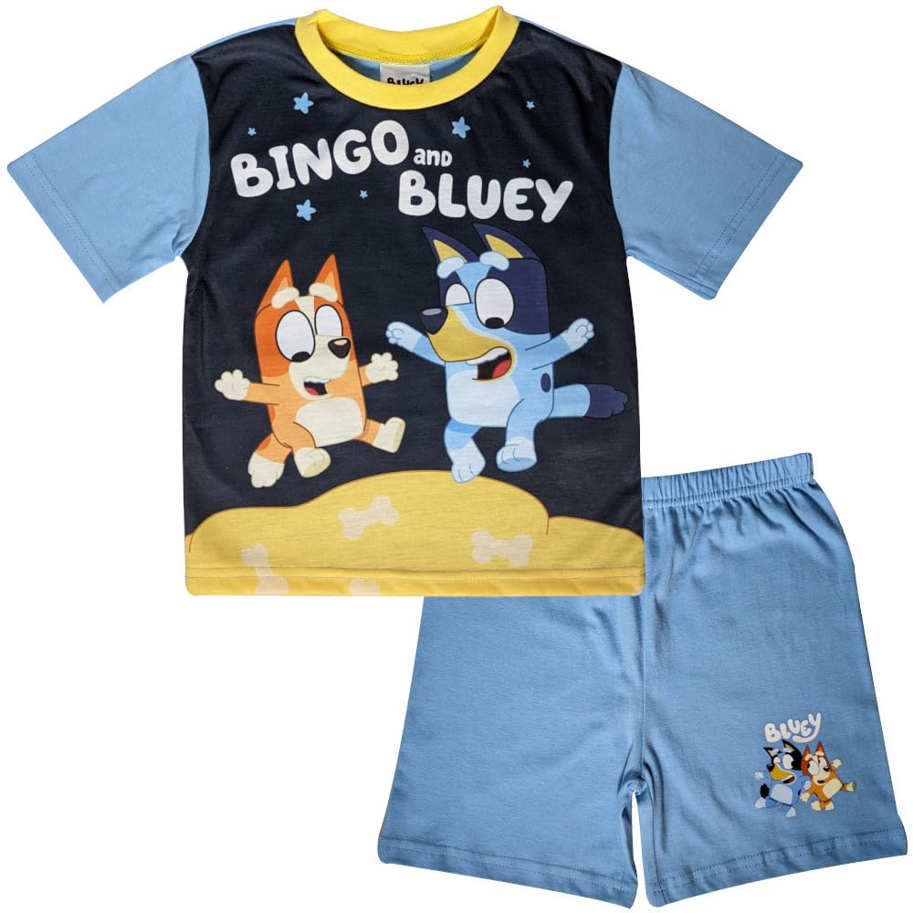 Bluey Boys Blue Y Children's Shortie Summer Pyjamas Featuring And Bingo, Age 3-4 Years