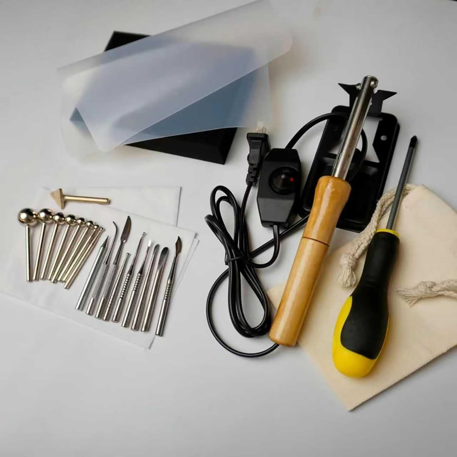 COYEUX Elektrischer Stoff-Blumenmacher, Mit 18 Austauschbaren Bügelköpfen, Verstellbarem Temperaturgriff, Für Heimwerkerarbeiten, Haarschmuck Und Heimdekoration