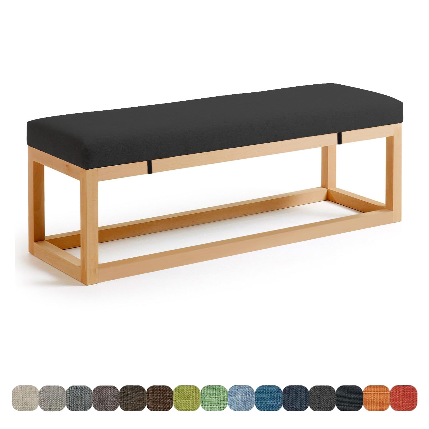 Bench Cushion, Seat Cushion, 80 x 40 x 3 cm, Chair Cushion, Bench Cushion Swing with Removable Cover for Windowsill, Outdoor, Garden Furniture, Patio, Indoor Seat, Black-image-46