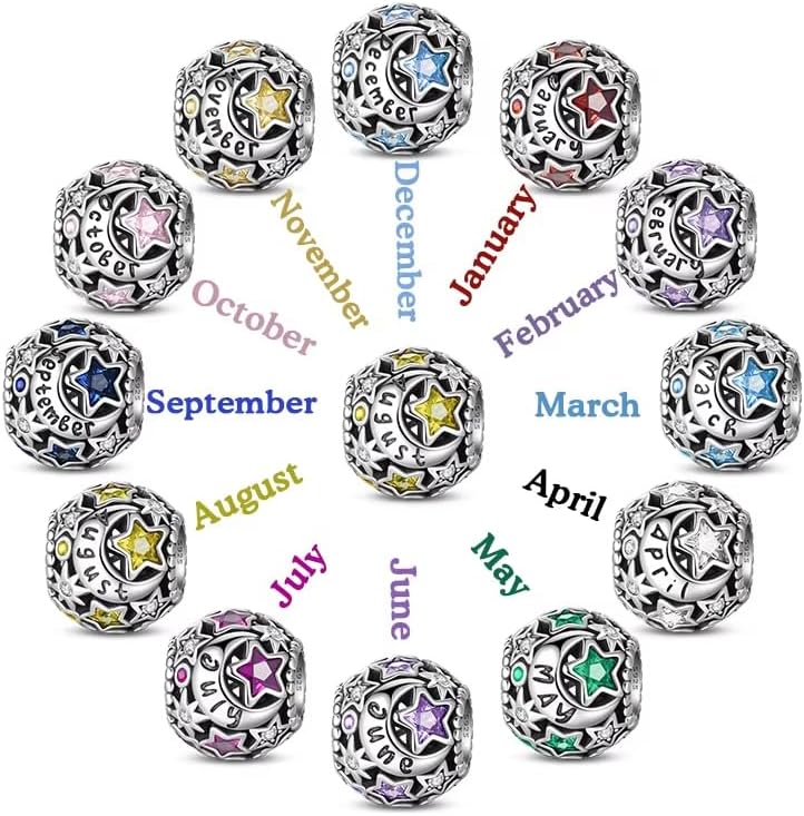 925 Sterling Silver Charms for Women Birthstone Charm Beads fit for Bracelet and Necklace - Image 3