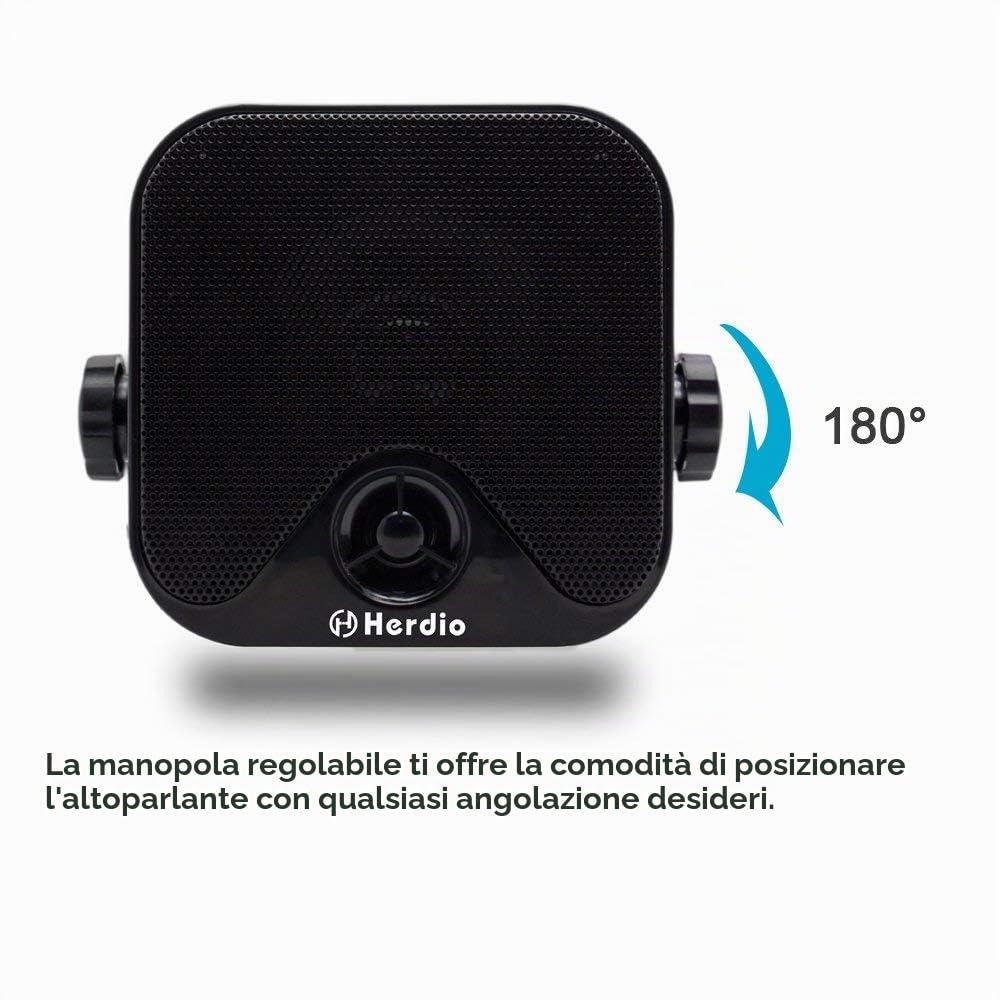 Herdio Diffusori Esterni Da 100 W 4" Sistema Stereo Impermeabile Marino per Barca, Ristorante, Negozio, Giardino, Camper, Camion ATV UTV Motocicletta. (Vendute a Coppia)