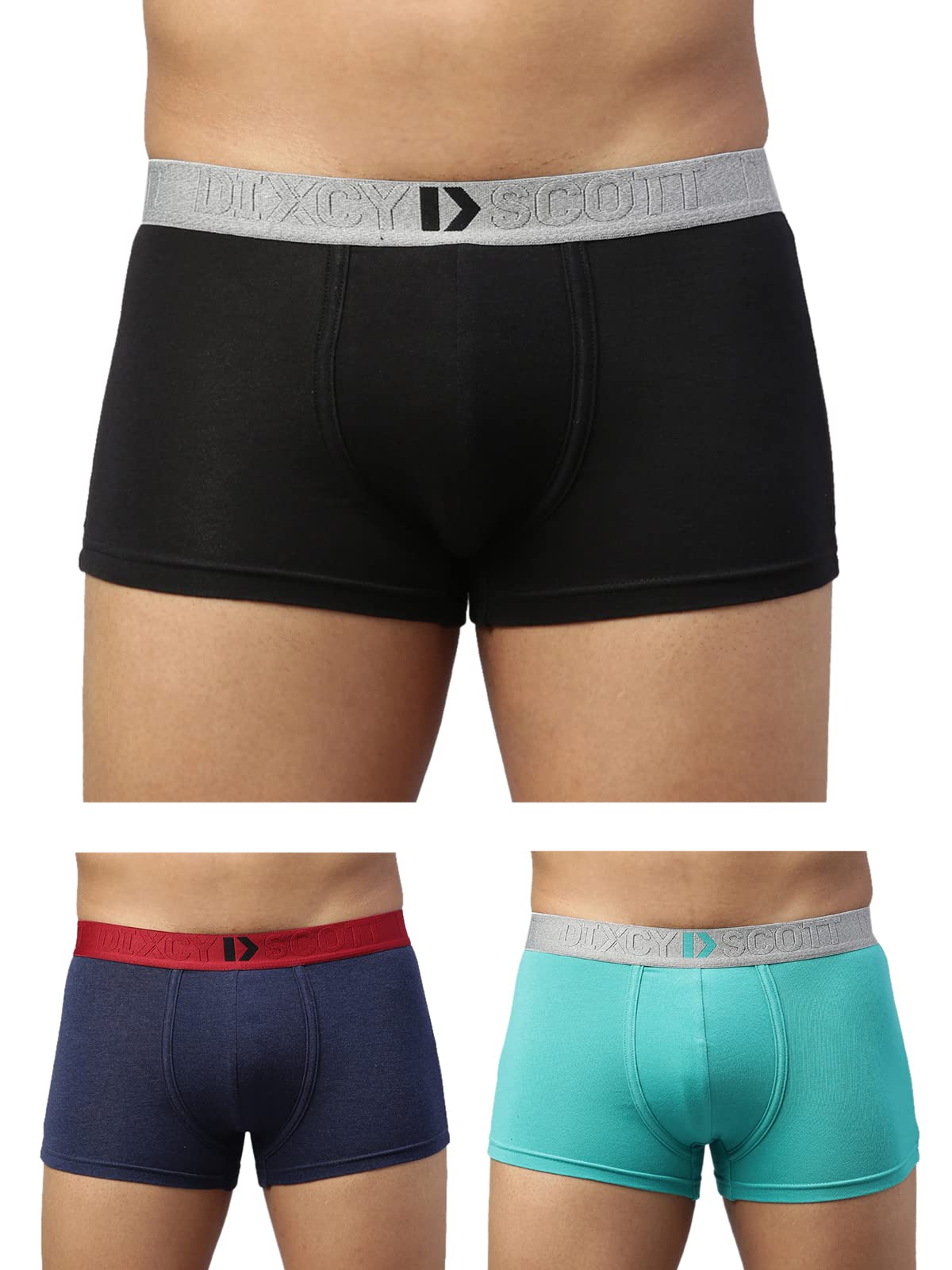 DIXCY SCOTT MAXIMUSDixcy Scott Maxmius Mens Solid Mid Rise Body Fit Innerwear - Elate Trunk- Assorted - Print & Color May be Vary (Pack of 3)